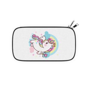 Cute Unicorn Vector Princess Pegasus Holding Heart Magic Wand On Pastel Sky With Sweet Cloud and Heart Pony Cartoon Kawaii Animals Background Passport Wallet