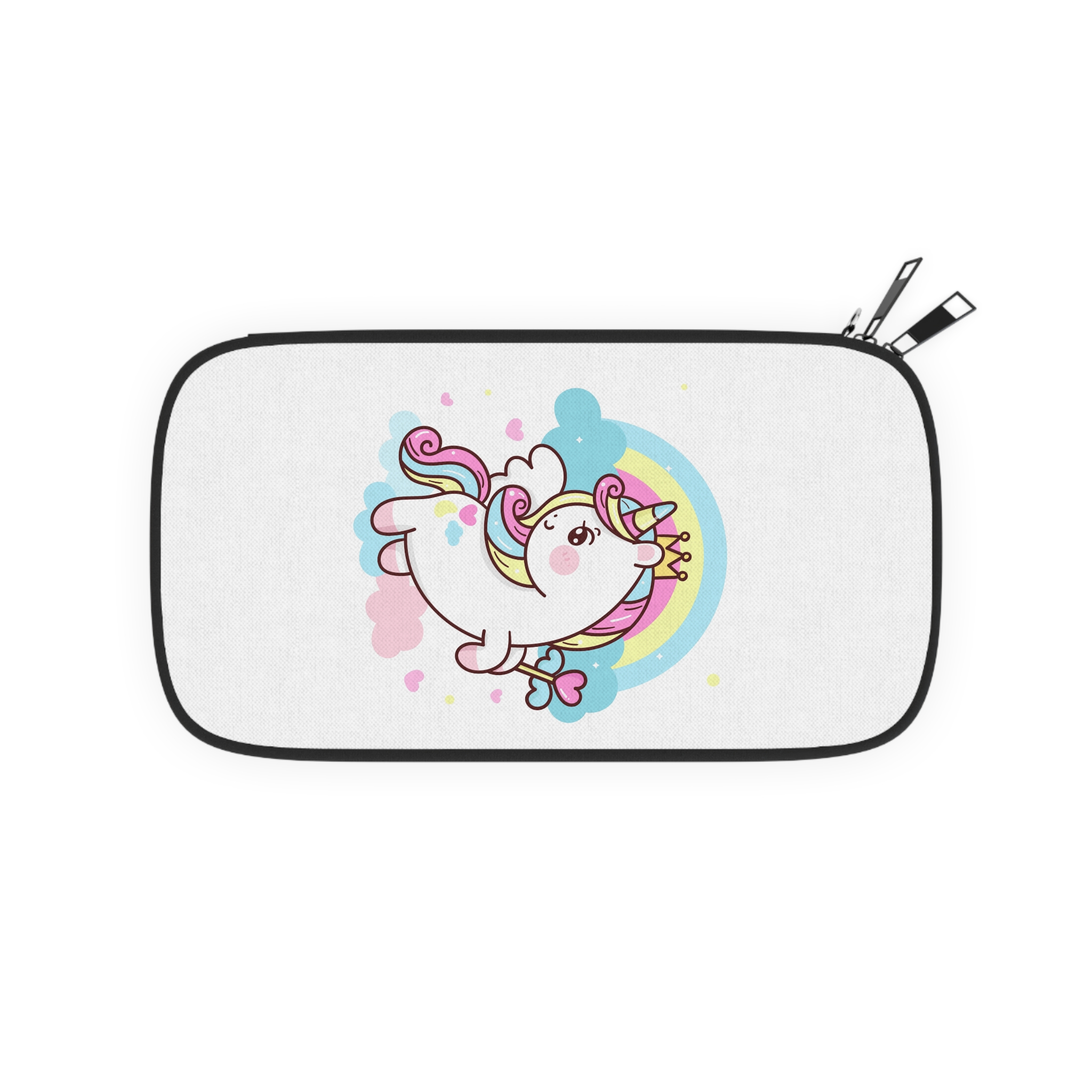 Cute Unicorn Vector Princess Pegasus Holding Heart Magic Wand On Pastel Sky With Sweet Cloud and Heart Pony Cartoon Kawaii Animals Background Passport Wallet