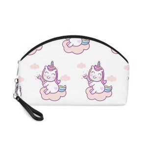 Cute Unicorn Vector Holding Heart Wand Cloud Makeup Bag