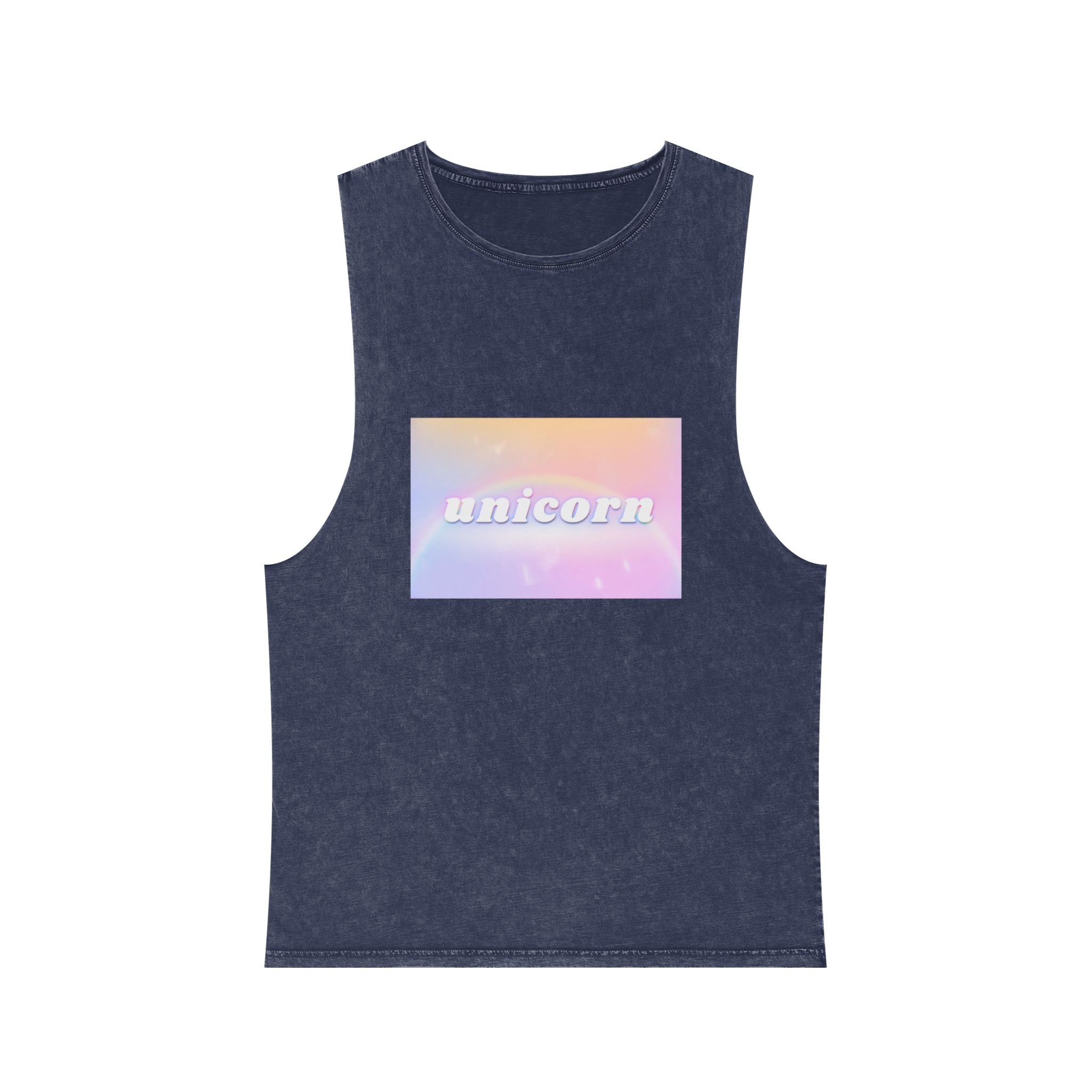 Unicorn Aesthetic Typography Colorful Glowing Rainbow Font Unisex Stonewash Tank Top - Image 13