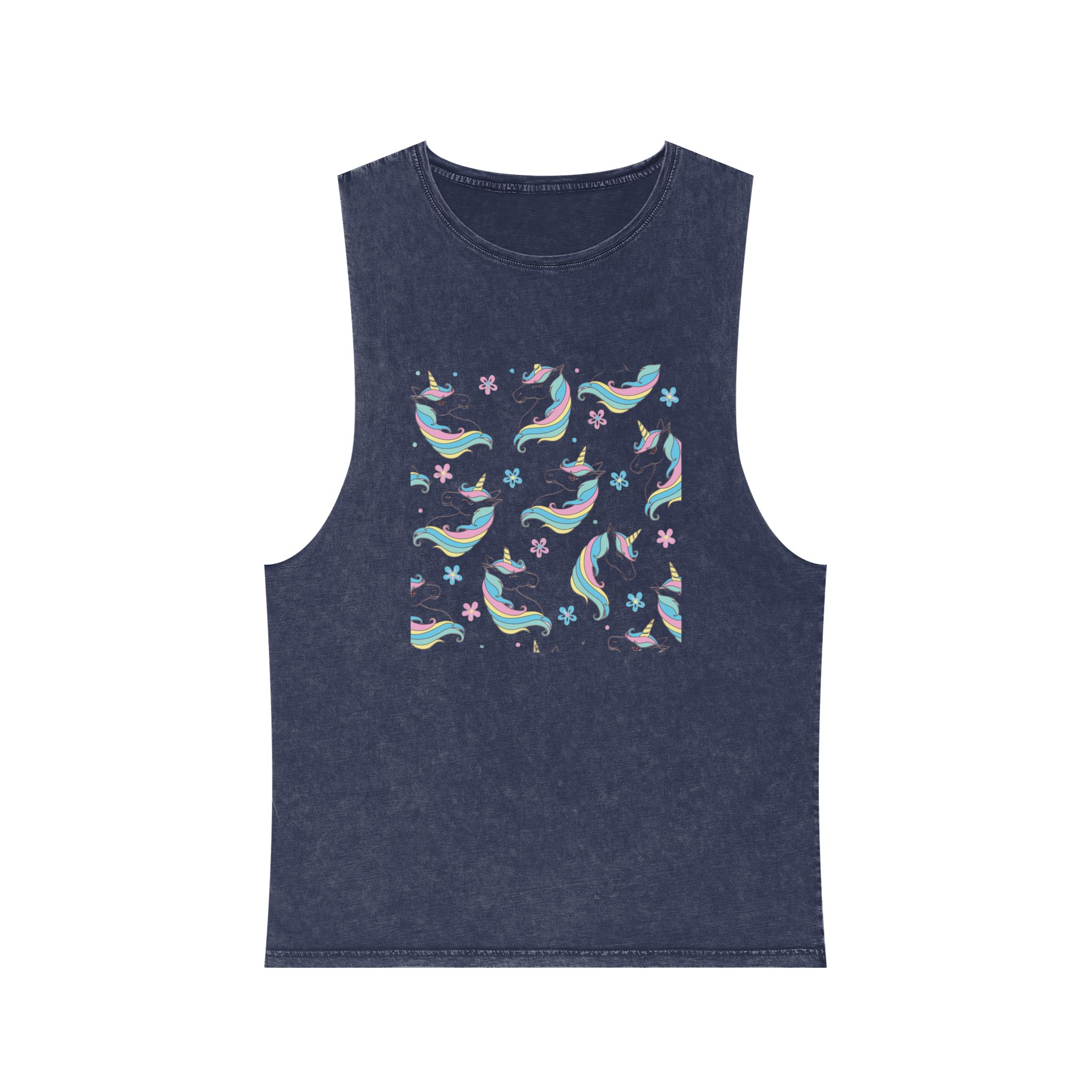 Unicorn Pattern Copia Unisex Stonewash Tank Top - Image 13