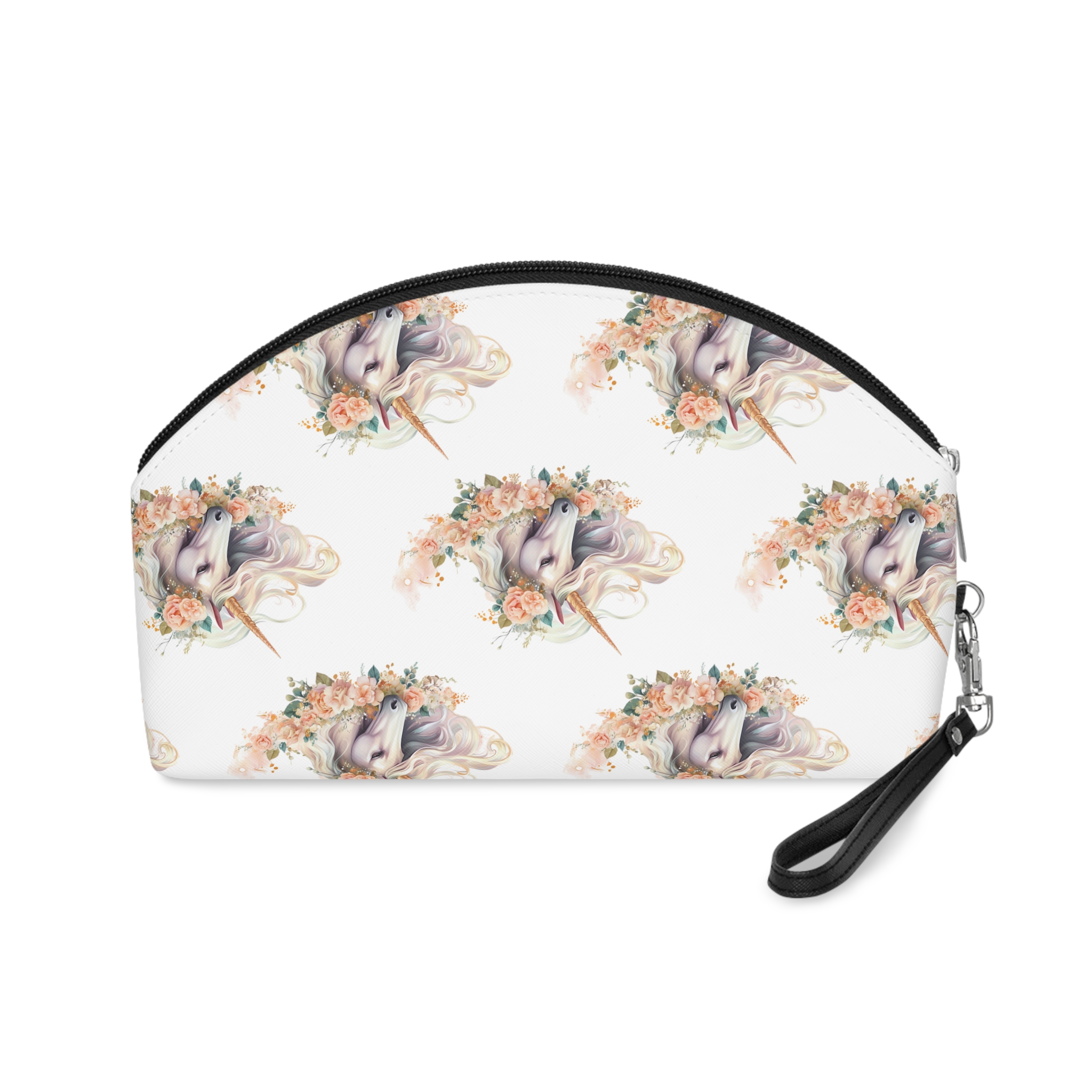 Beautiful Unicorn Card Template With Floral Wreath Generative Ai Makeup Bag - Image 2