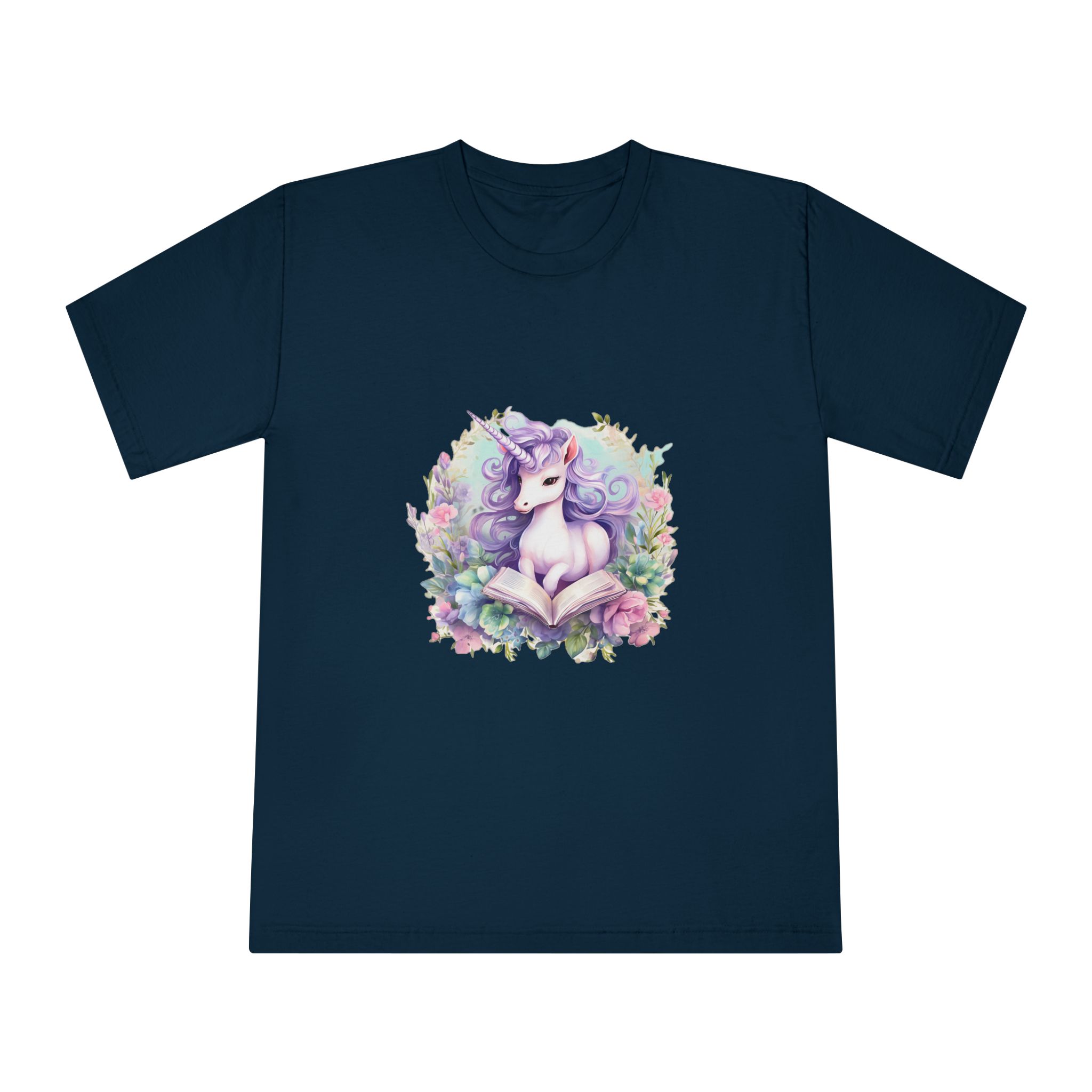 Watercolor Cozy Reading Book Set Hidden Realm Unicorns Fluffy Clipart Tshirt Isolated (1) Unisex Classic Crewneck T Shirt - Image 17