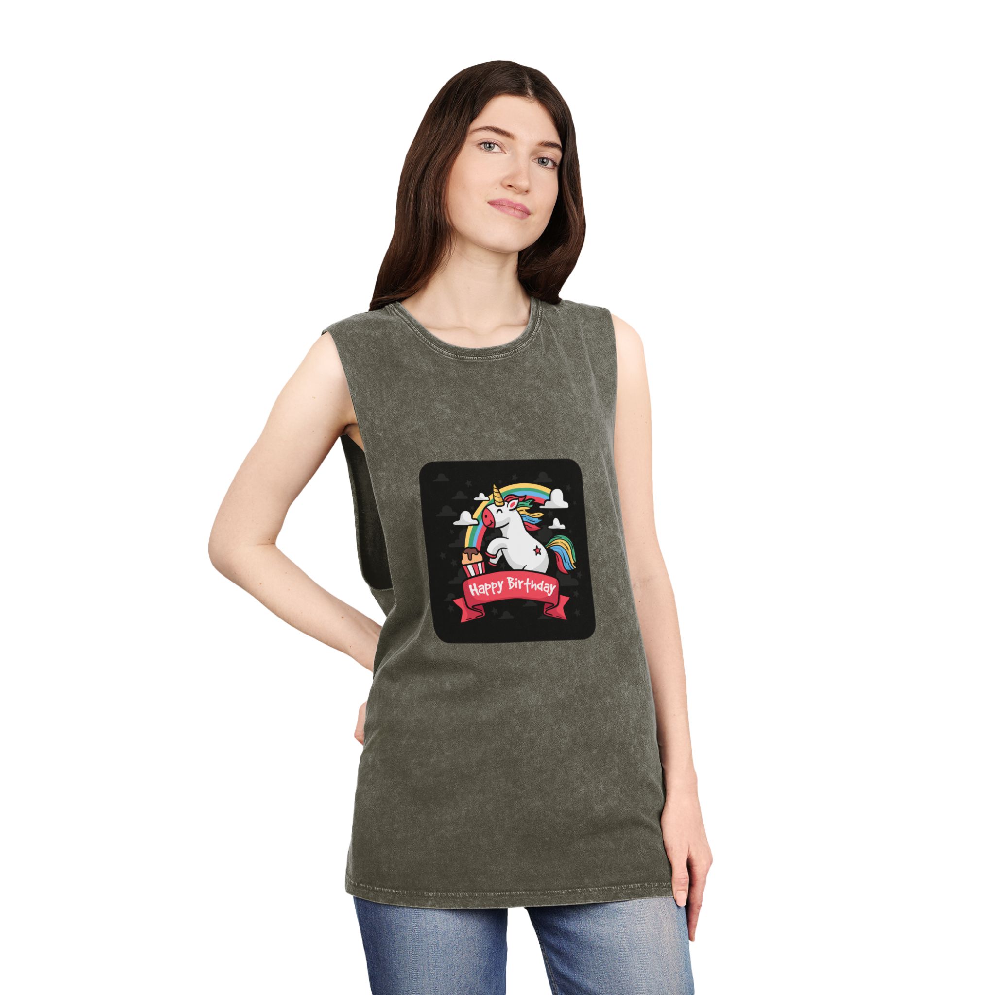 Unicorn V102 Unisex Stonewash Tank Top - Image 8