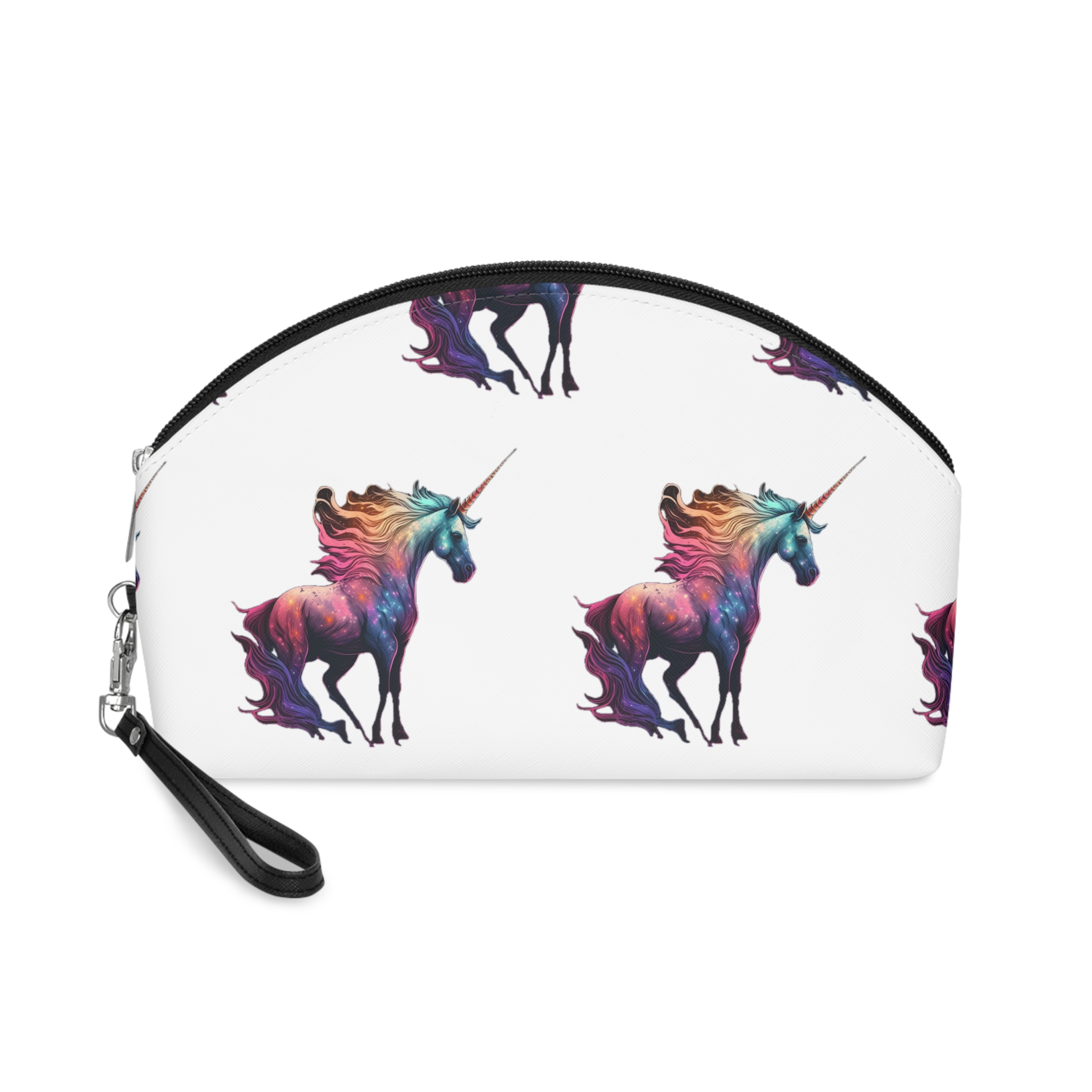 Unicorn With Colorful Mane Stars Background Generative Ai Makeup Bag