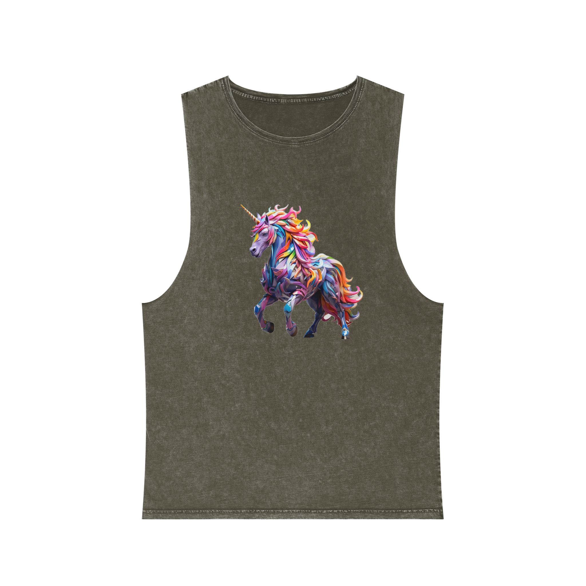 Colorful 3d Mythical Unicorn (4) Unisex Stonewash Tank Top - Image 5
