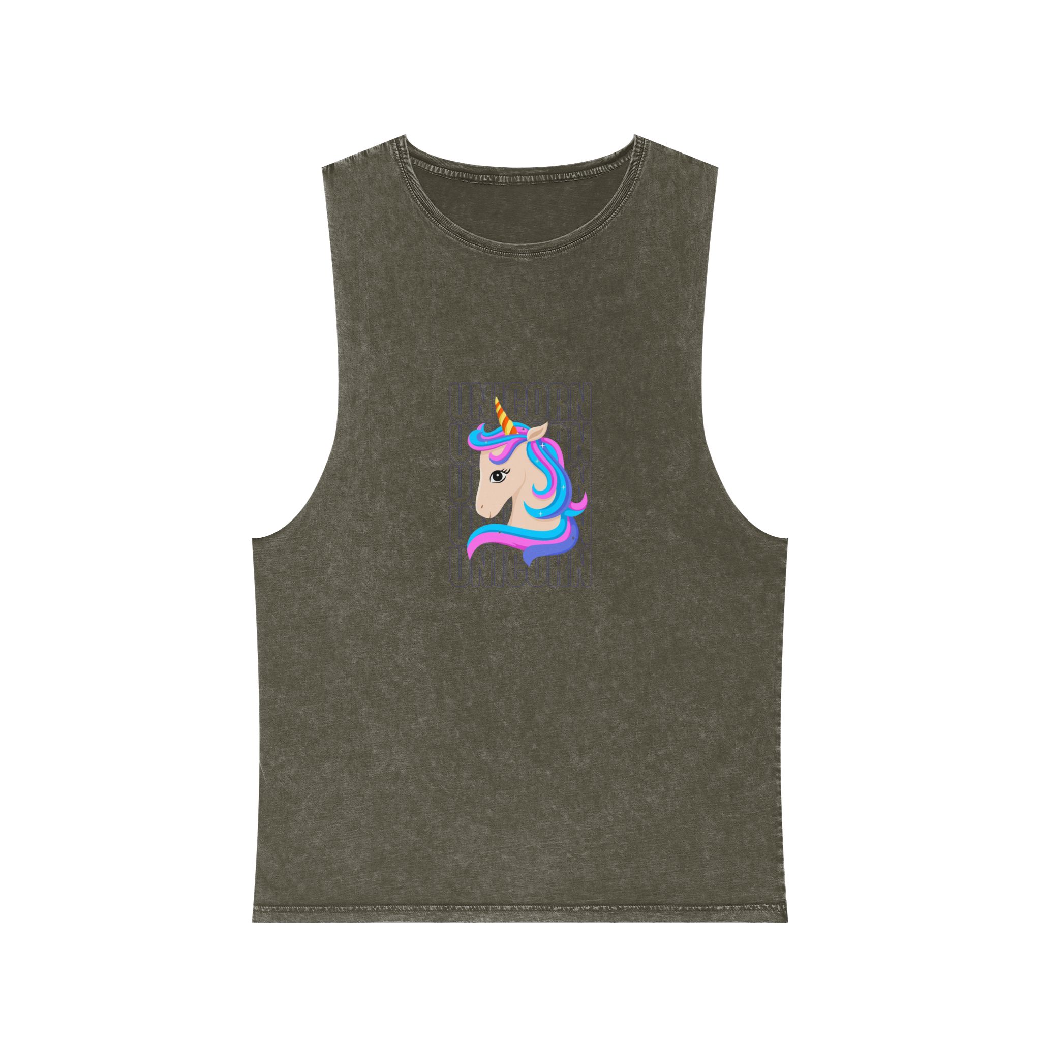 Cute Unicorn Unisex Stonewash Tank Top - Image 5