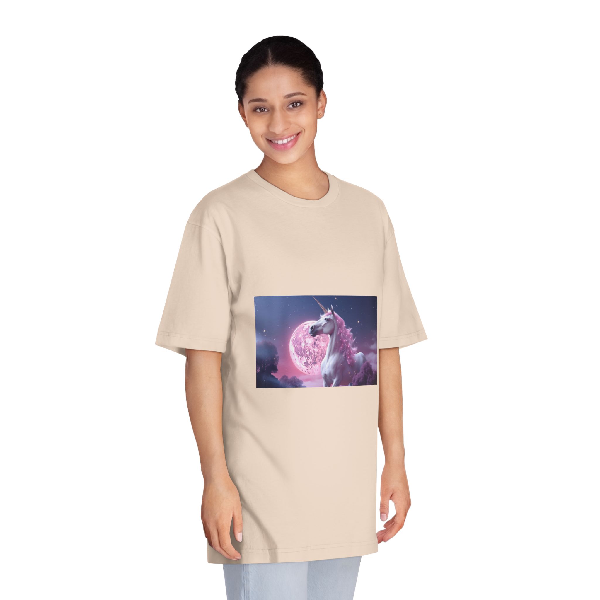 Pink Background With Unicorn Illustration Ai Generativexa Unisex Classic Crewneck T Shirt - Image 11