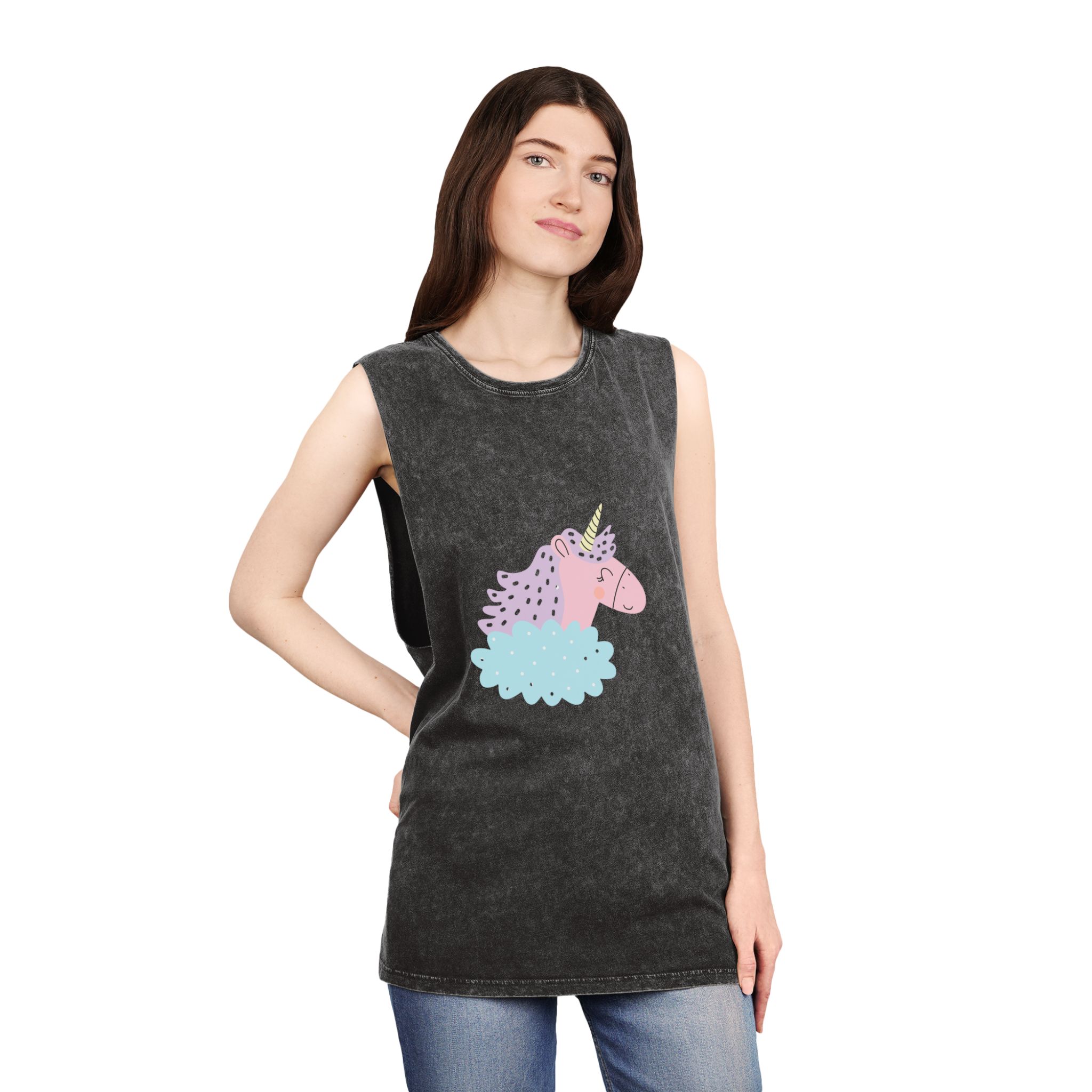 Sweetie Unicorn 184636 Unisex Stonewash Tank Top - Image 4