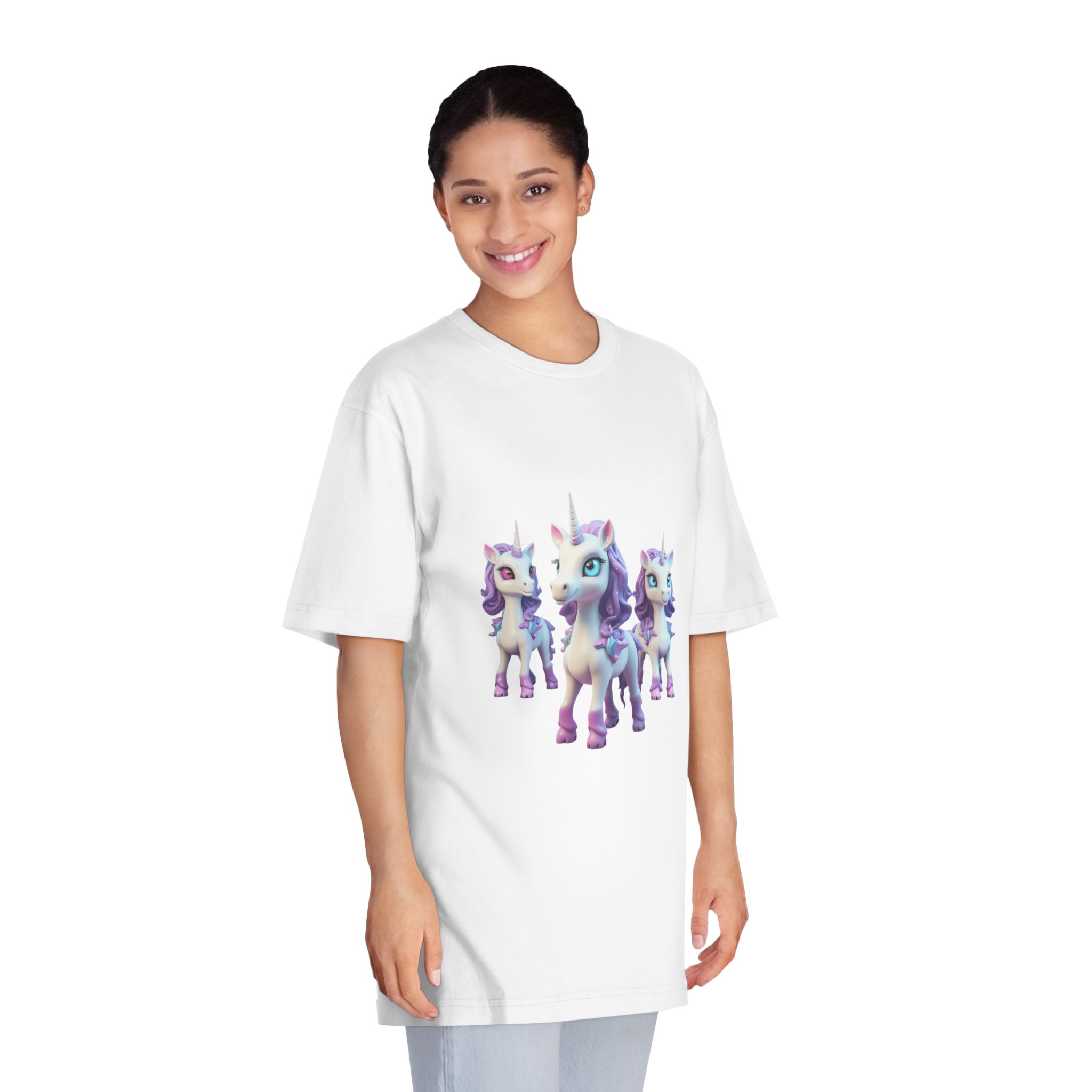 Mythical Unicorn Kids Figurine Style (2) Unisex Classic Crewneck T Shirt - Image 3