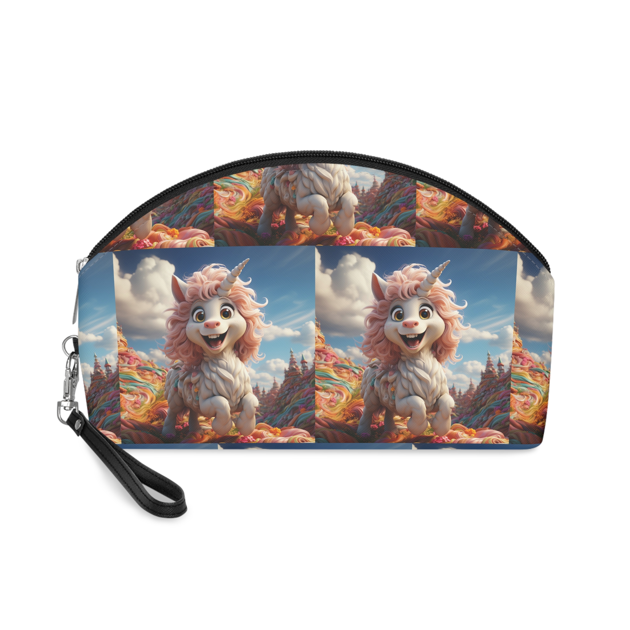 There Is Cartoon Unicorn That Is Standing Field Candy Generative Ai Makeup Bag
