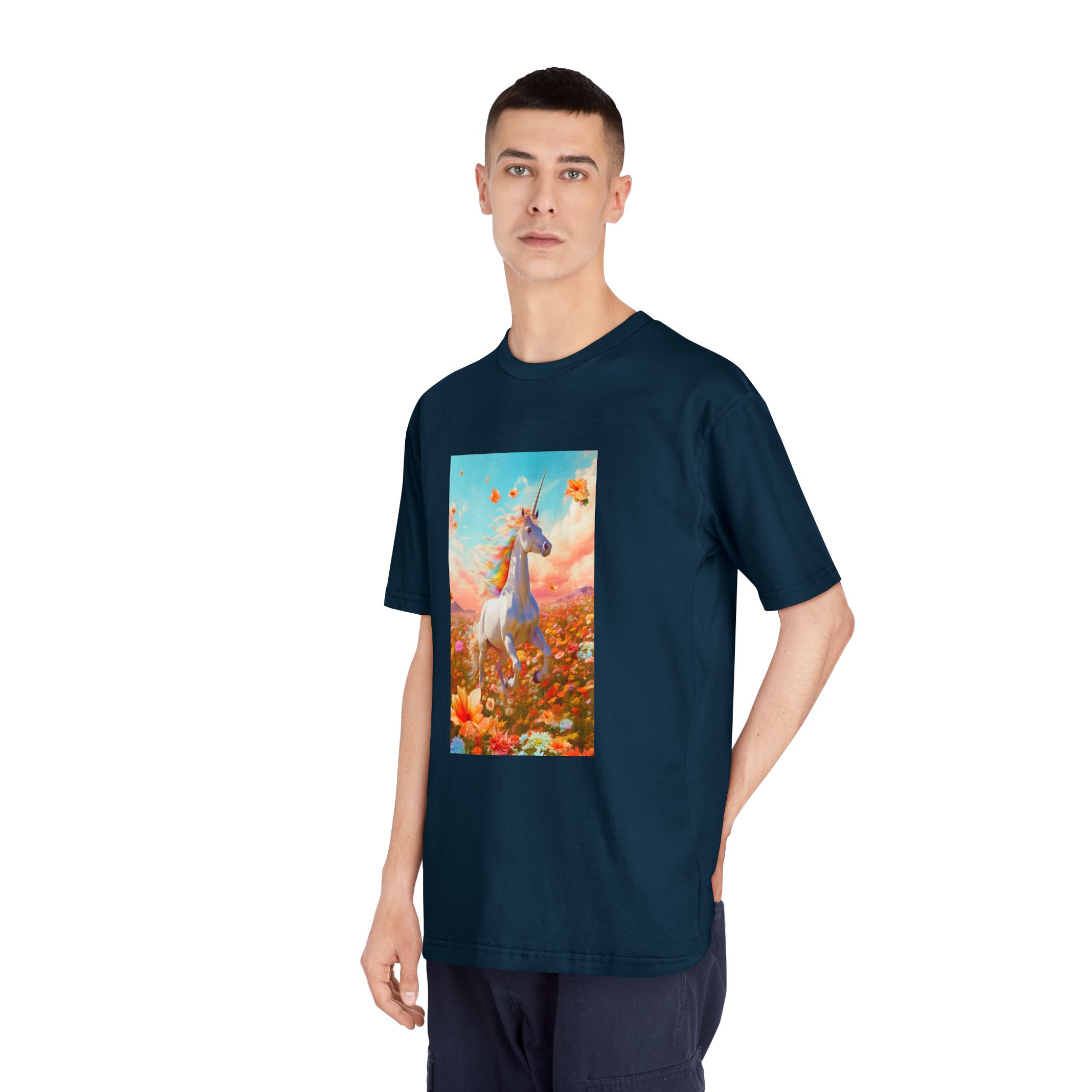 Image White Unicorn Running Through Field Wildflowers Generative Ai Unisex Classic Crewneck T Shirt - Image 20