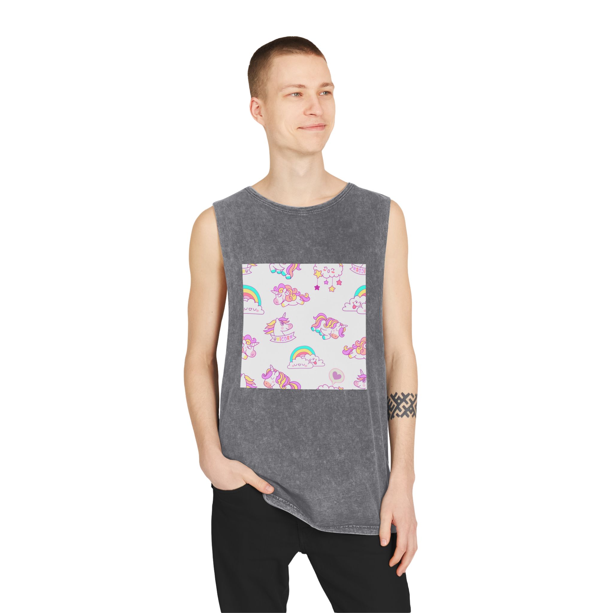 Seamless Unicorn Unisex Stonewash Tank Top - Image 11