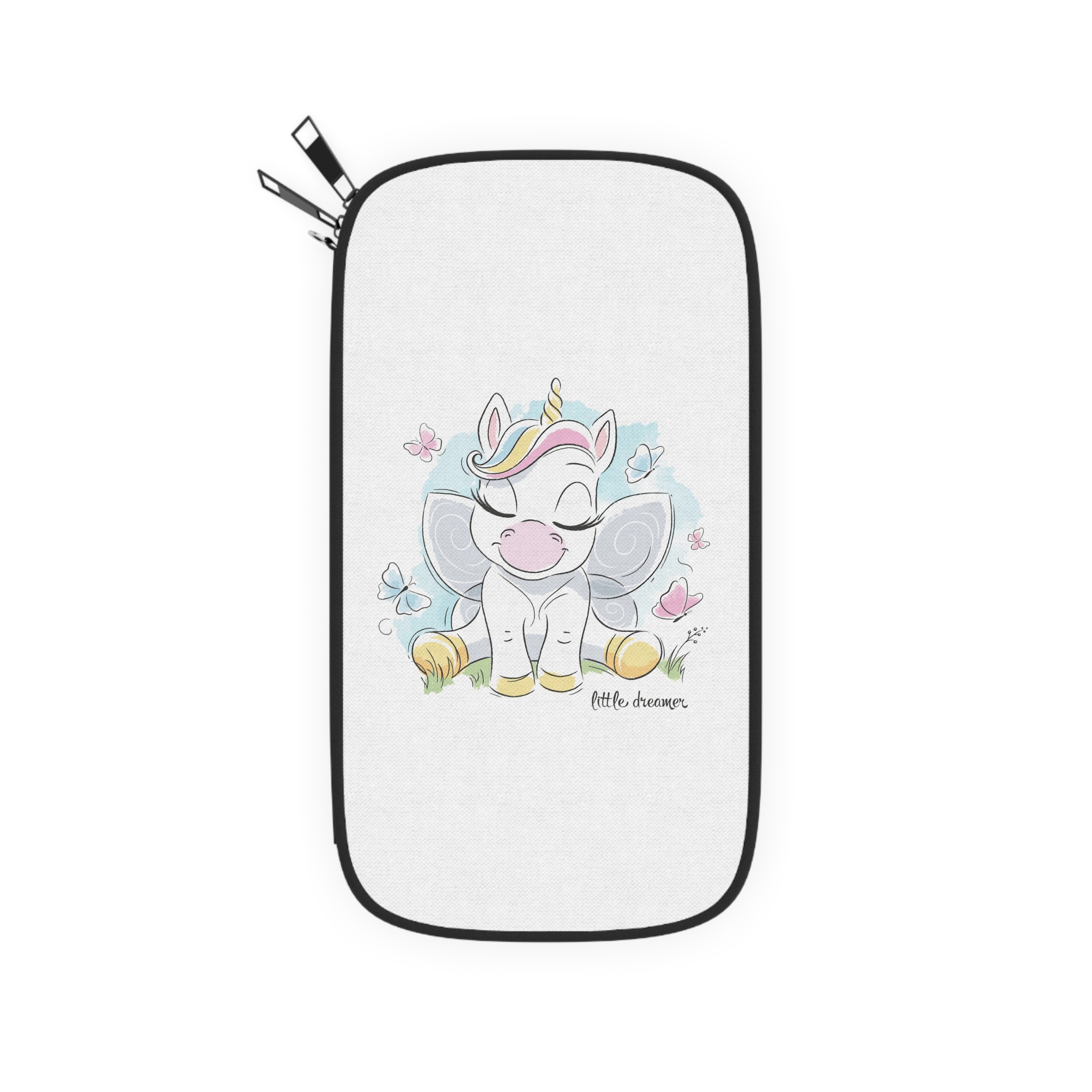 Cute Unicorn Fashion Illustration Drawing In Modern Style For Clothes Little Dreamer Text Passport Wallet - Image 2