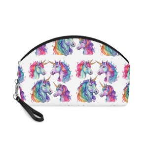 Four Different Colored Unicorns With Long Manes Long Manes Generative Ai Makeup Bag