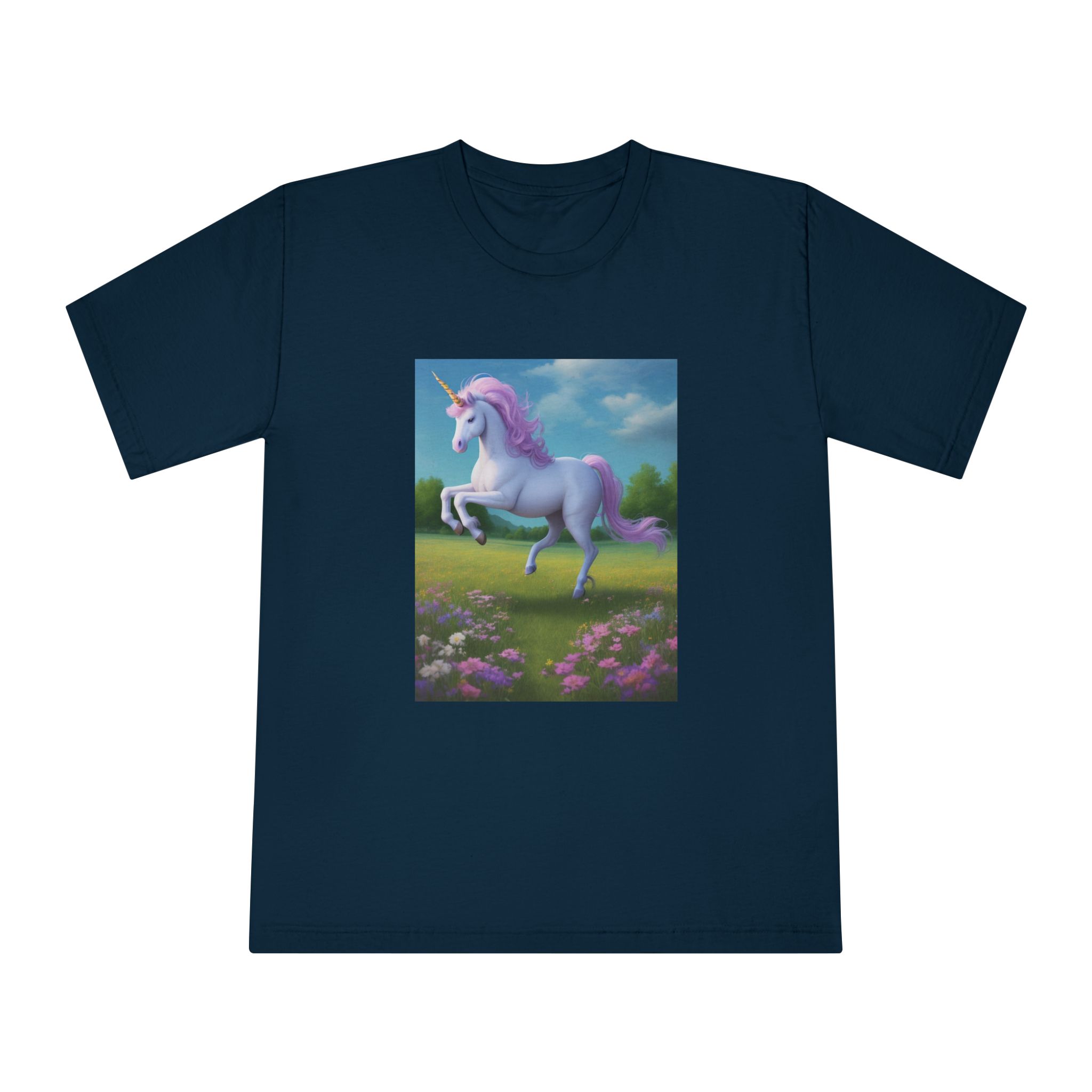 Beautiful Unicorn Running Magical Meadow Unicorn Background Images Whimsical Unicorn (3) Unisex Classic Crewneck T Shirt - Image 17