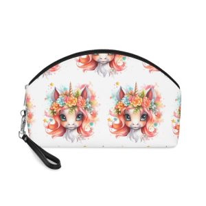 Cute Colorful Magic Unicorn With Flowers Watercolor Style (13) Makeup Bag