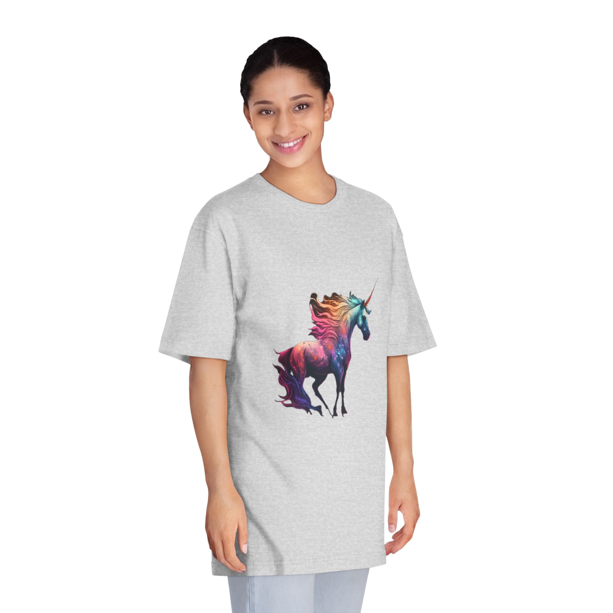 Unicorn With Colorful Mane Stars Background Generative Ai Unisex Classic Crewneck T Shirt - Image 15
