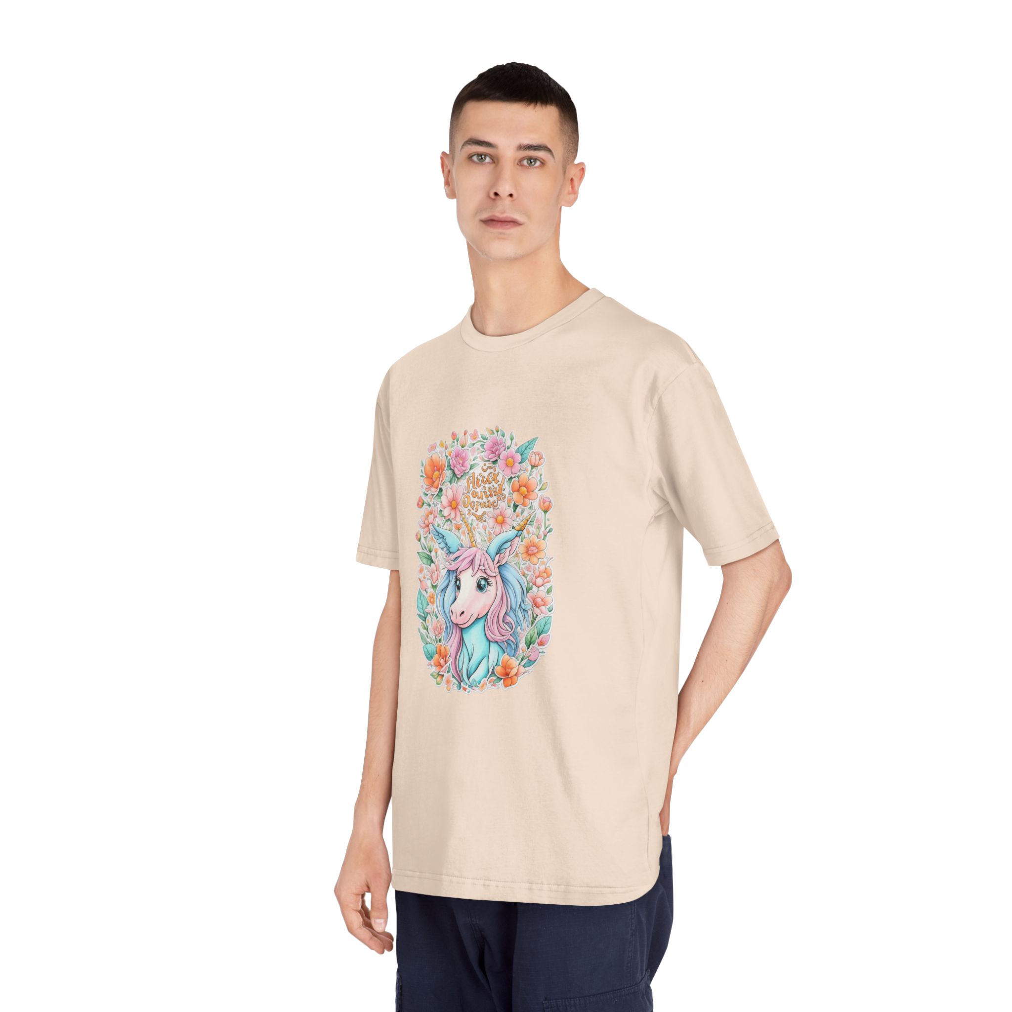 Beautiful Cute Unicorn With Colorful Fantasy Flowers (1) Unisex Classic Crewneck T Shirt - Image 12