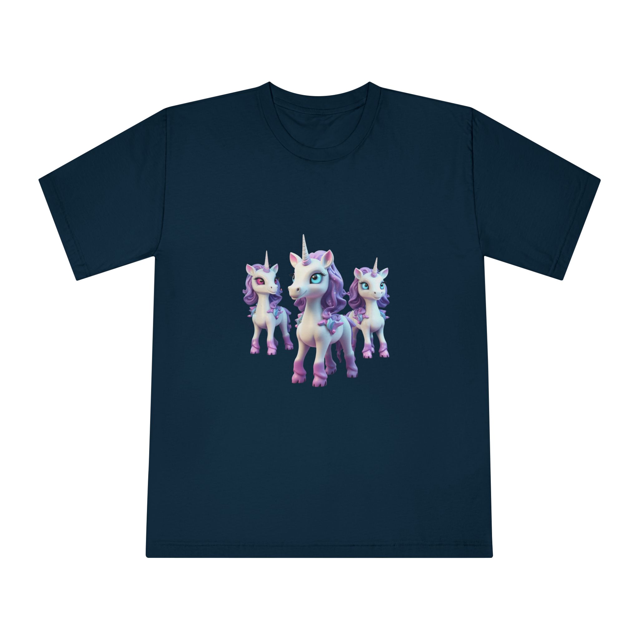 Mythical Unicorn Kids Figurine Style (2) Unisex Classic Crewneck T Shirt - Image 17