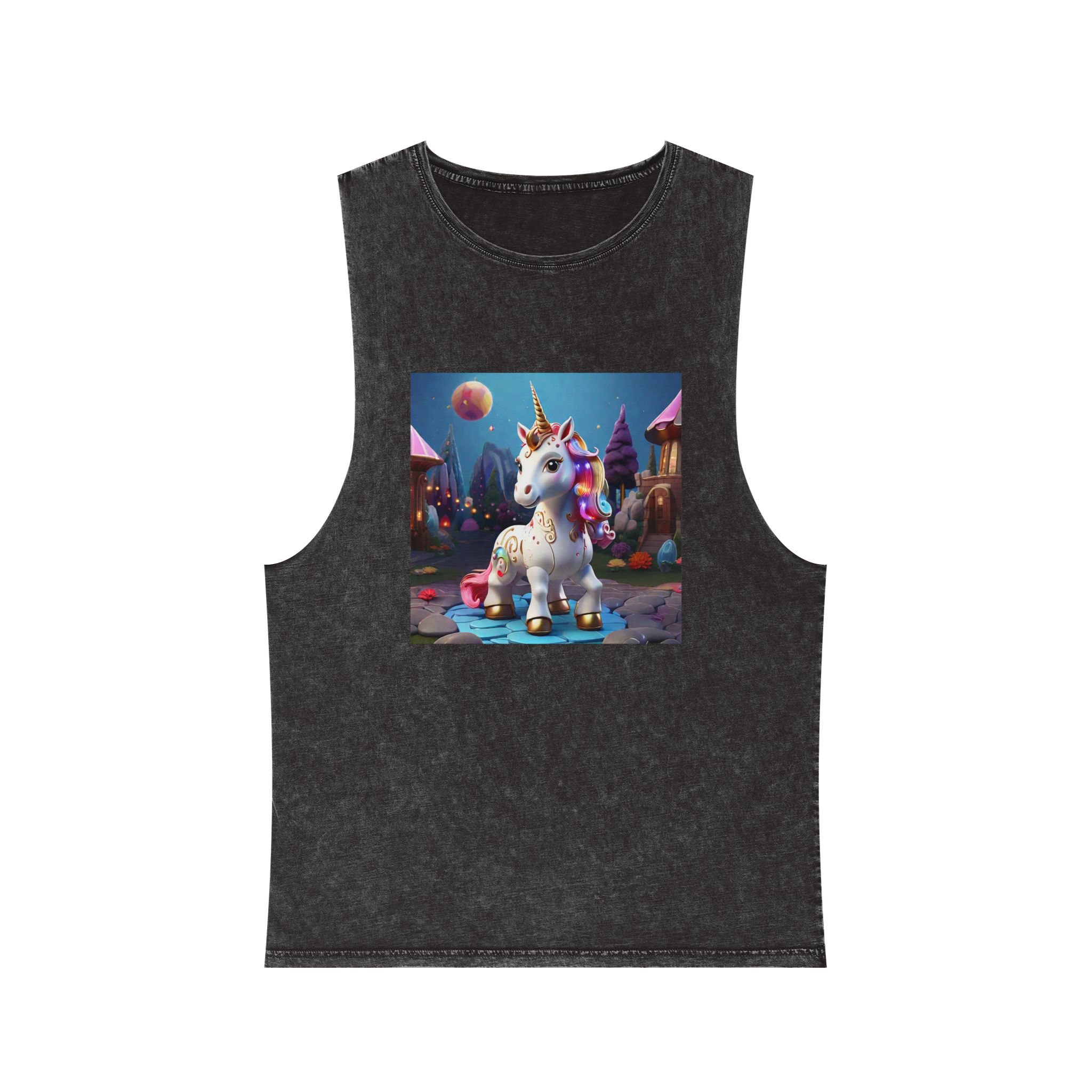 Animated Unicorn Children Generated By Ai (6) Unisex Stonewash Tank Top
