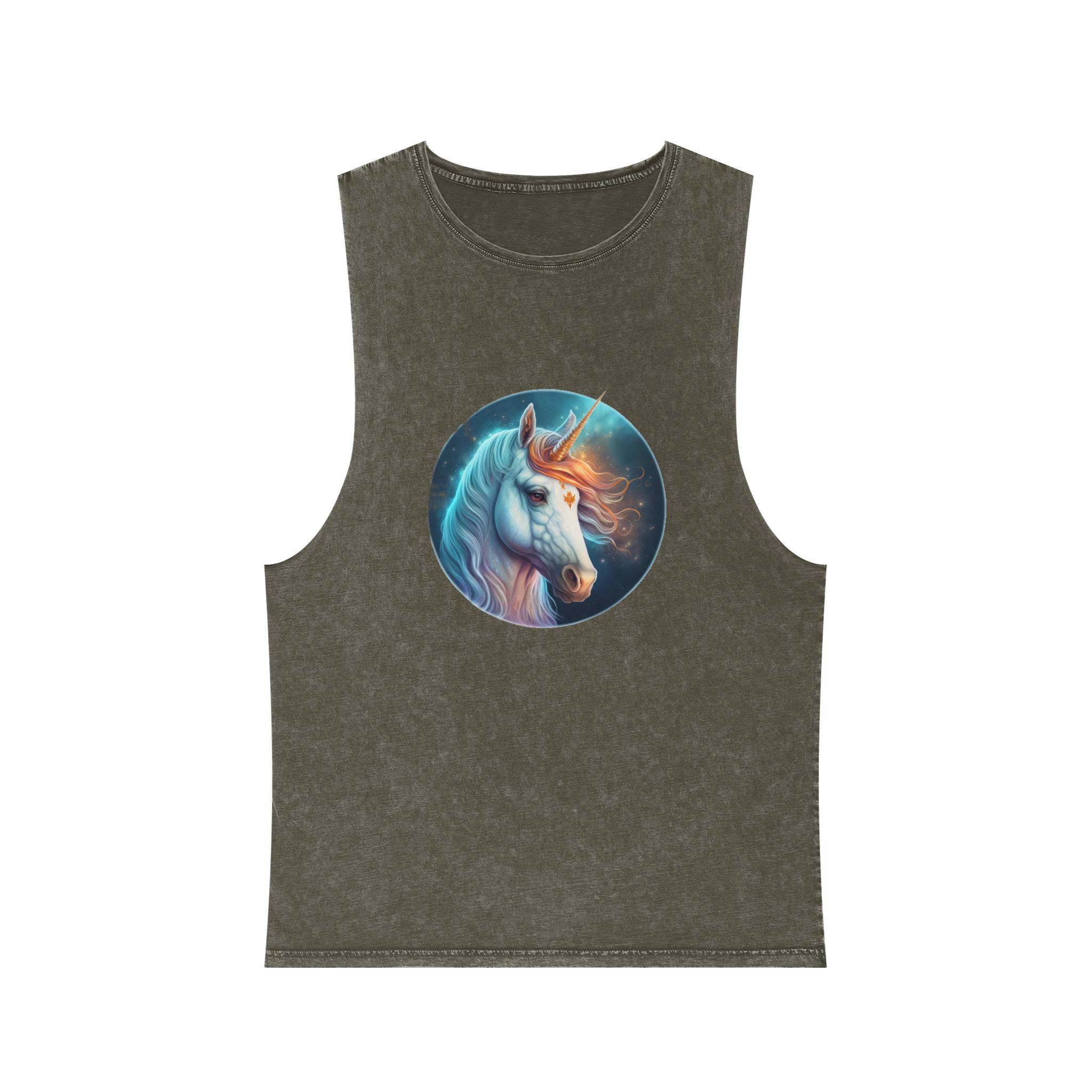 Adorable Colorful Unicorn Unisex Stonewash Tank Top - Image 5
