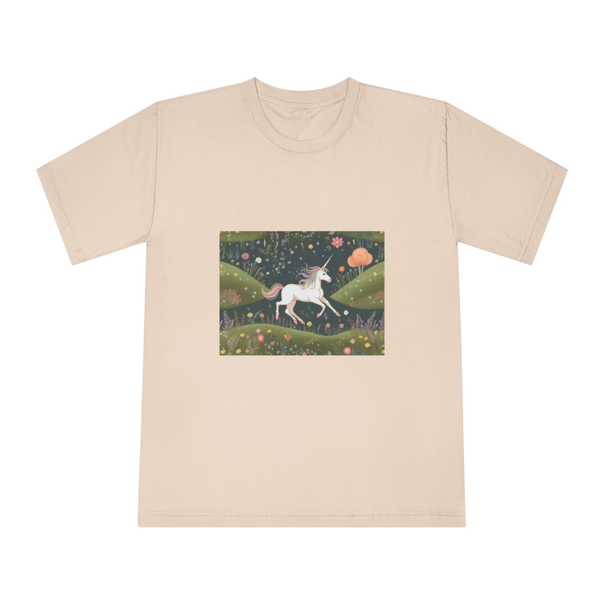 Beautiful Unicorn Running Magical Meadow Unicorn Background Images Whimsical Unicorn (53) Unisex Classic Crewneck T Shirt - Image 9