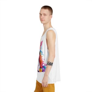 Cute Unicorn With Colorful Hair Isolated White Background Mens Tank Aop