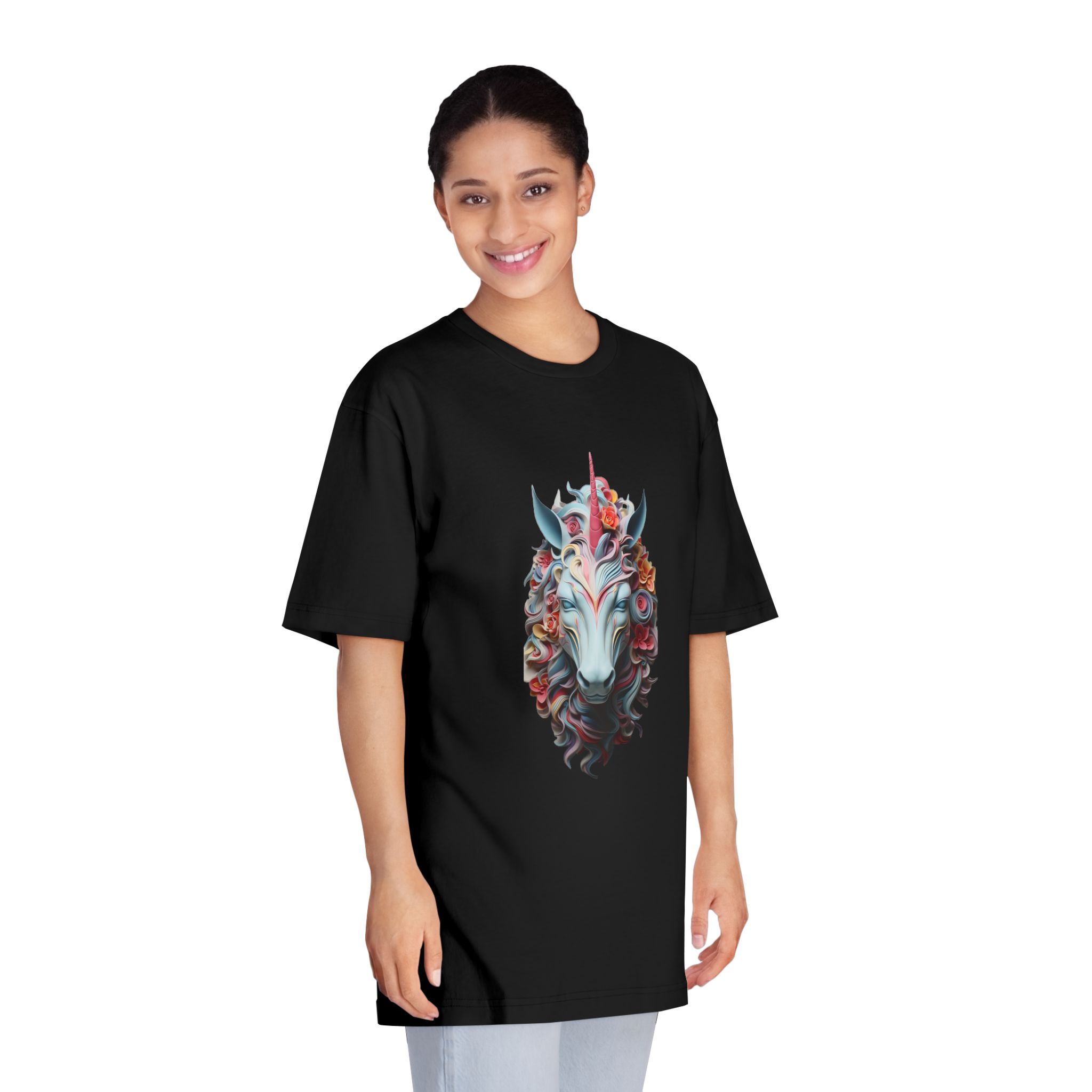 Colorful 3d Unicorn With Colorful Mane (2) Unisex Classic Crewneck T Shirt - Image 7