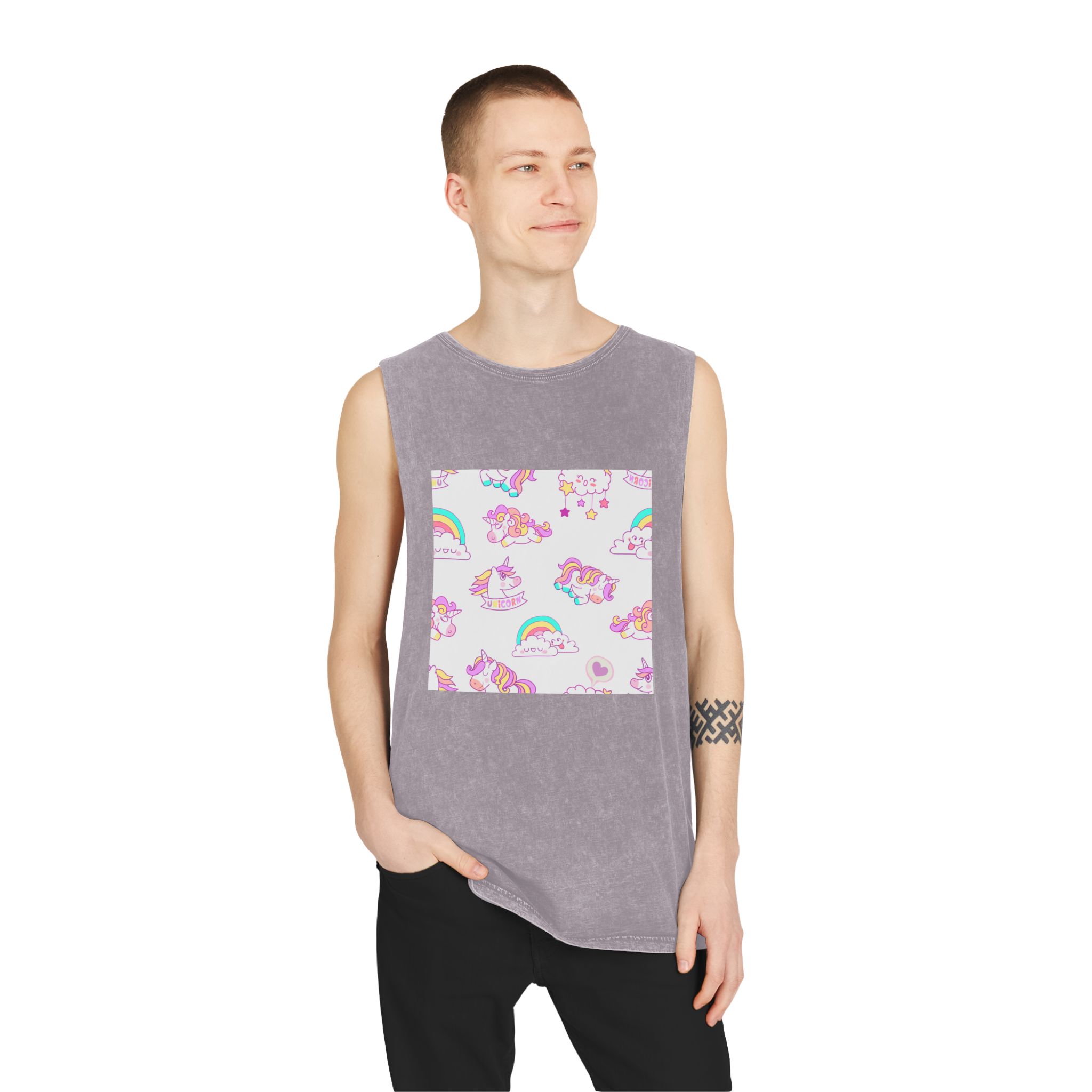 Seamless Unicorn Unisex Stonewash Tank Top - Image 19