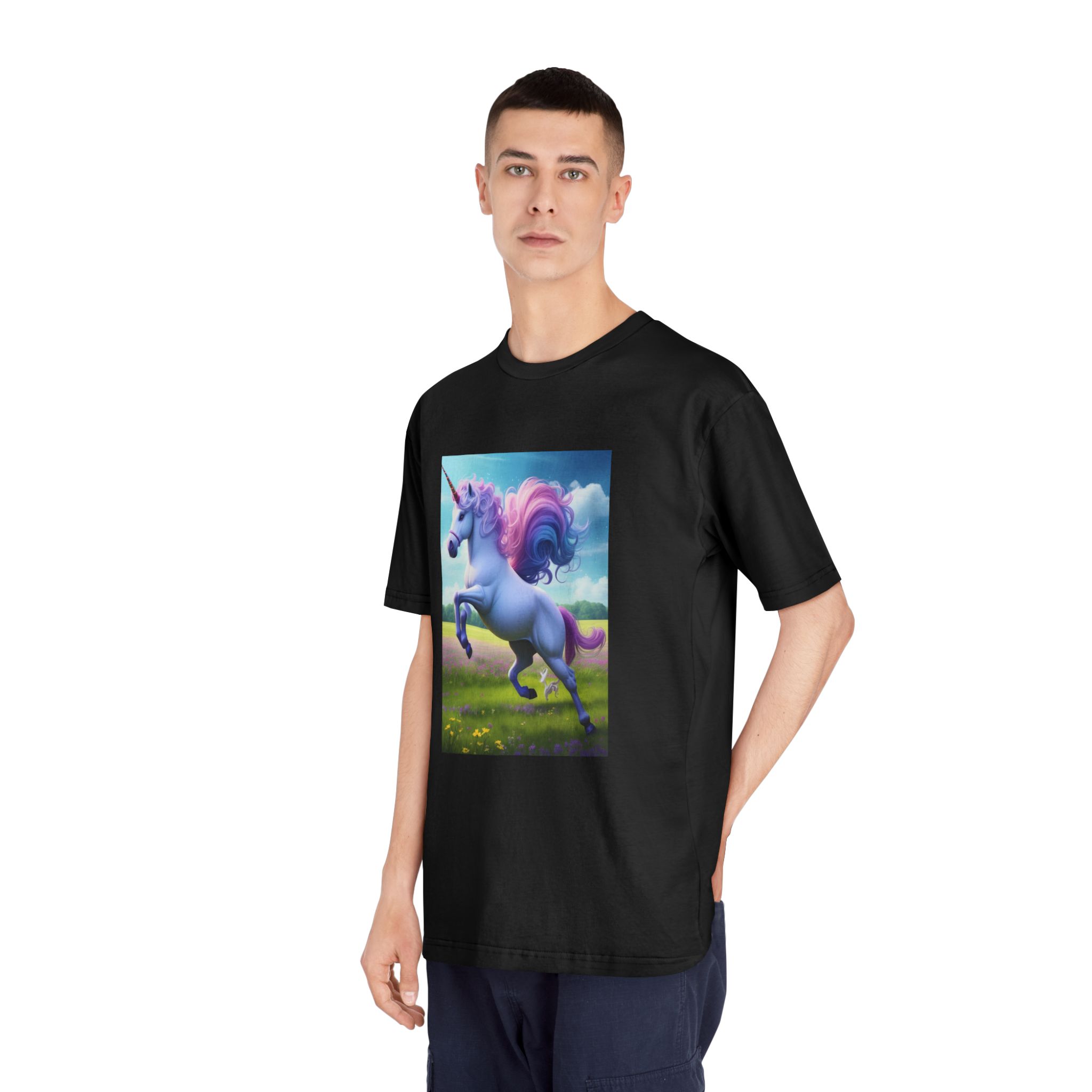 Beautiful Unicorn Running Magical Meadow Unicorn Background Images Whimsical Unicorn (37) Unisex Classic Crewneck T Shirt - Image 8