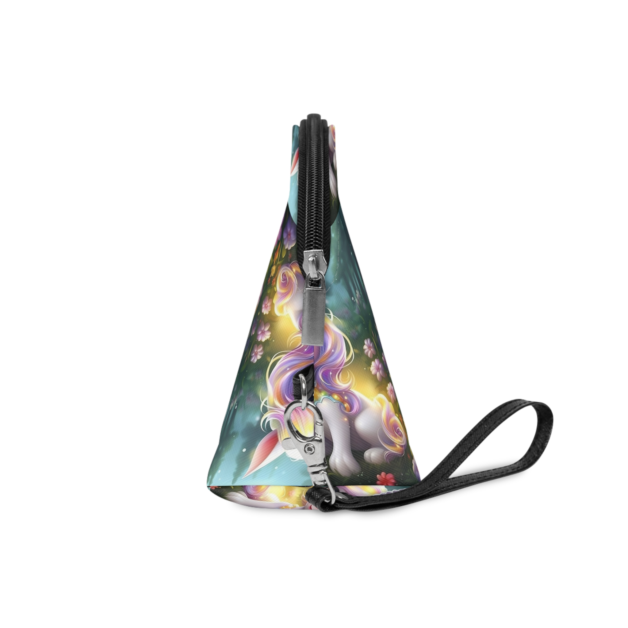 Unicorn Sitting Grass With Flowers Trees Background Generative Ai Makeup Bag - Image 3