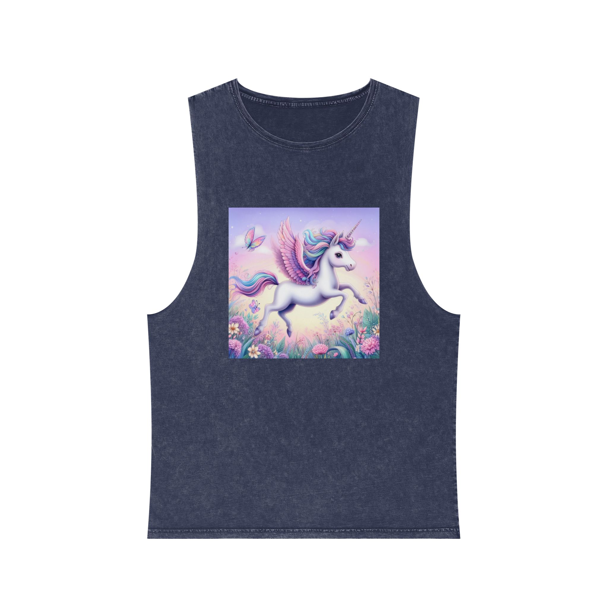 Beautiful Unicorn Running Magical Meadow Unicorn Background Images Whimsical Unicorn (1) Unisex Stonewash Tank Top - Image 13