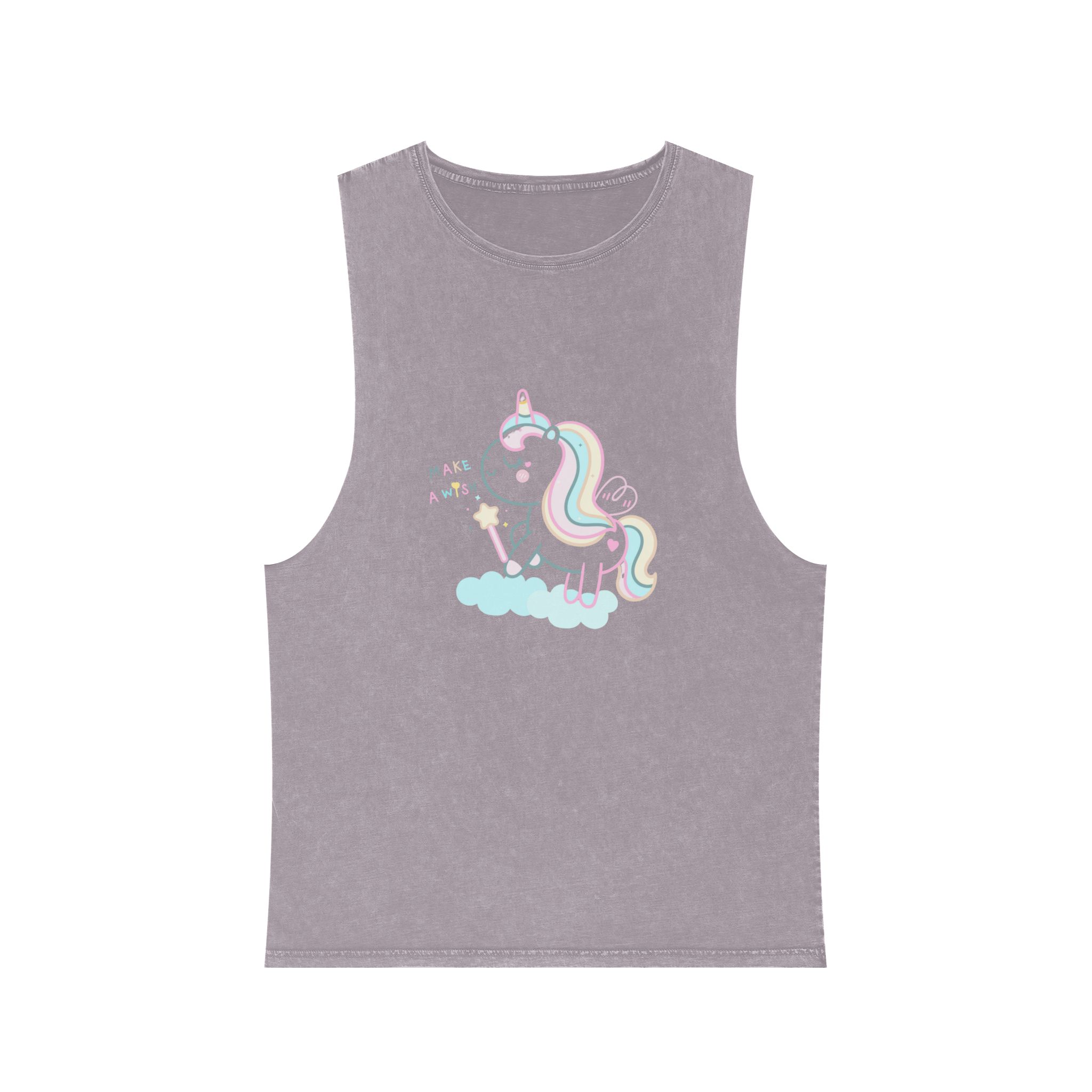 Cute Unicorn Pastel Holding Magic Wand Unisex Stonewash Tank Top - Image 17