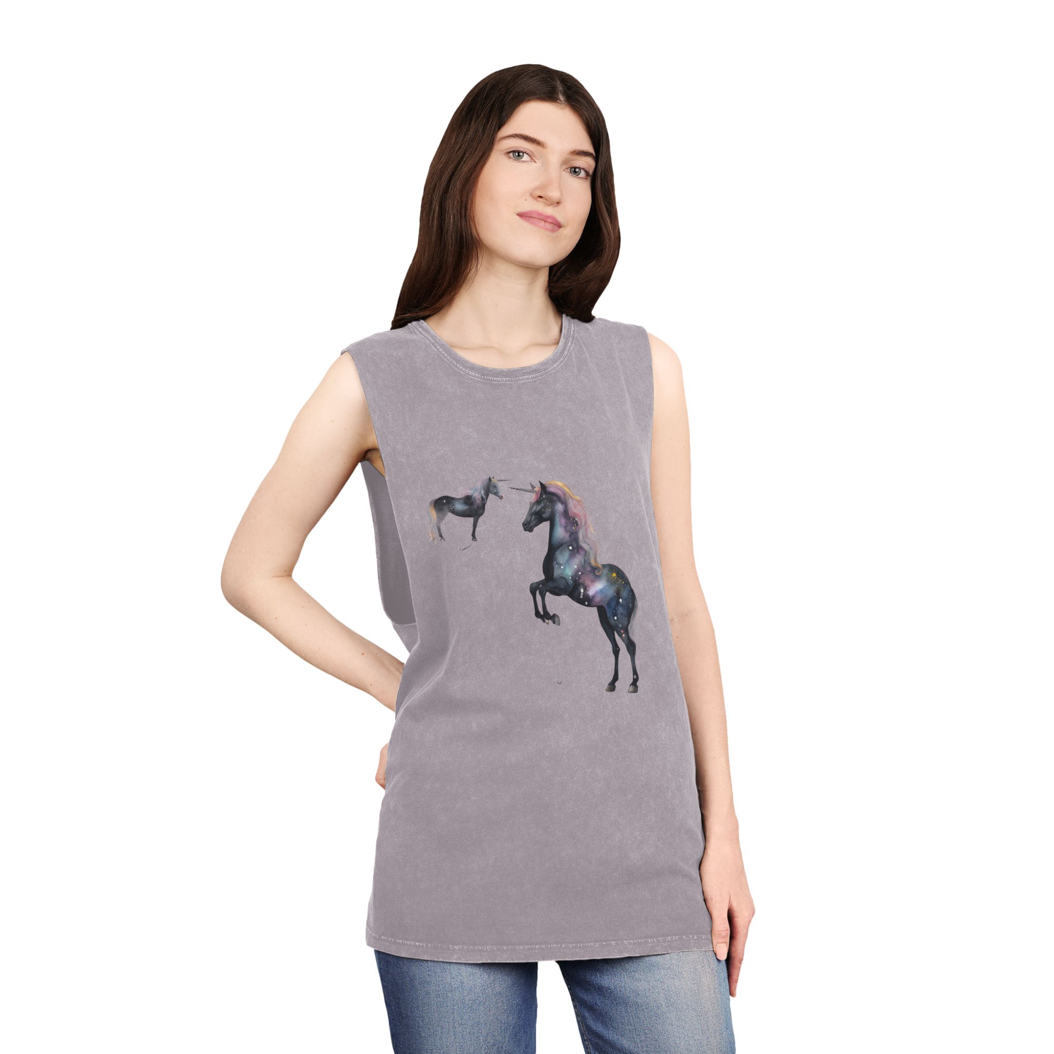 There Are Lot Different Unicorns That Are Painted Watercolor Generative Ai Unisex Stonewash Tank Top - Image 20
