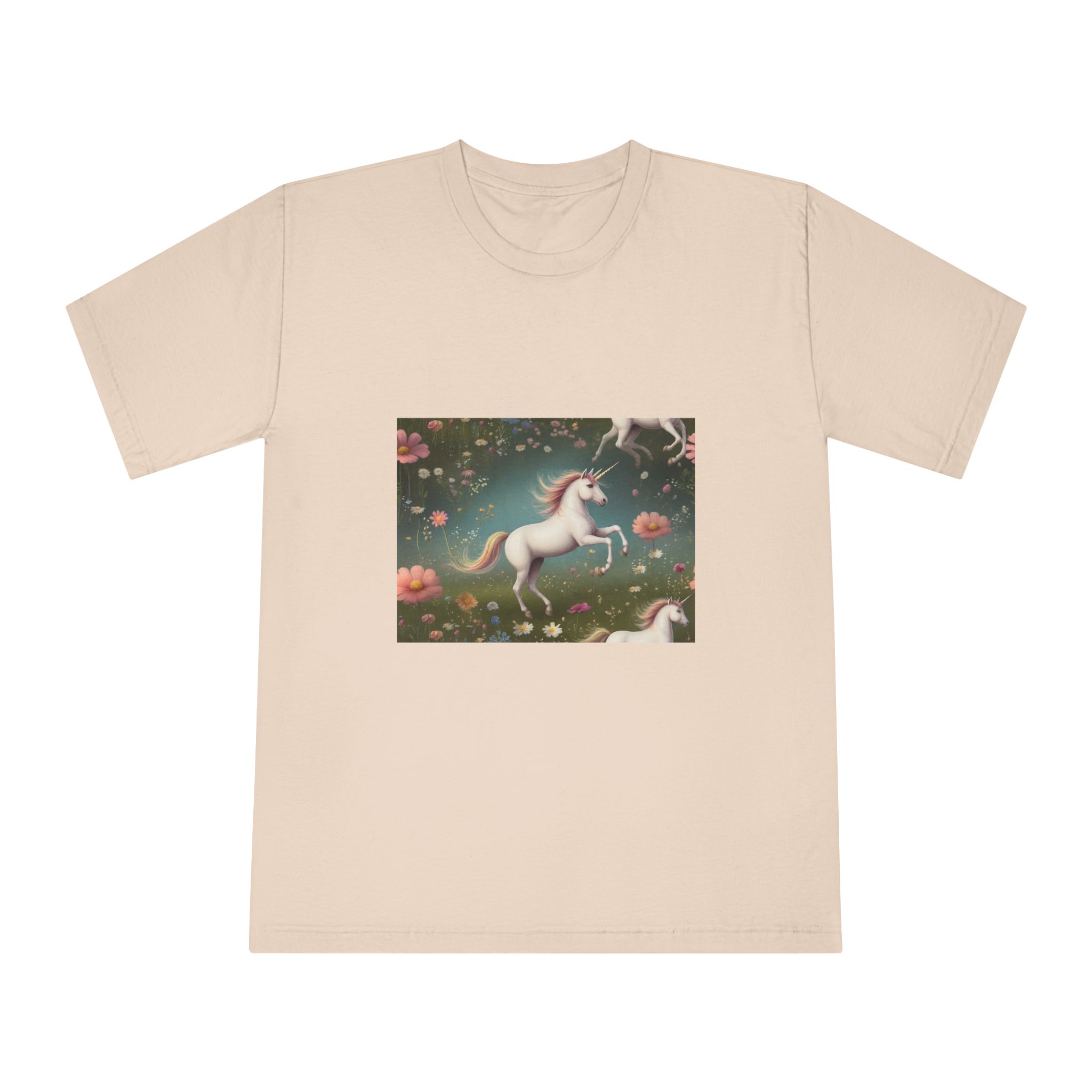 Beautiful Unicorn Running Magical Meadow Unicorn Background Images Whimsical Unicorn (42) Unisex Classic Crewneck T Shirt - Image 9