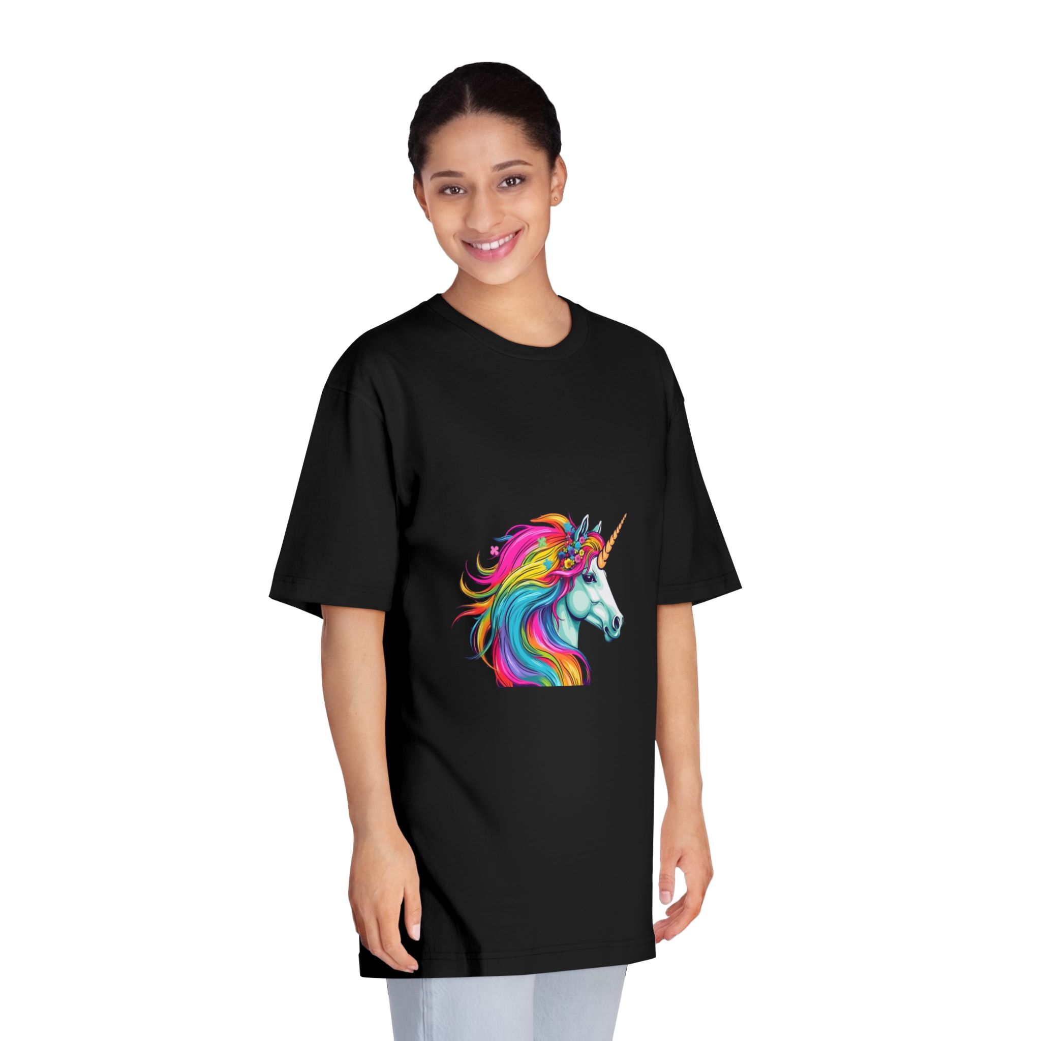 Unicorn With Rainbow Mane Flowers It Unisex Classic Crewneck T Shirt - Image 7