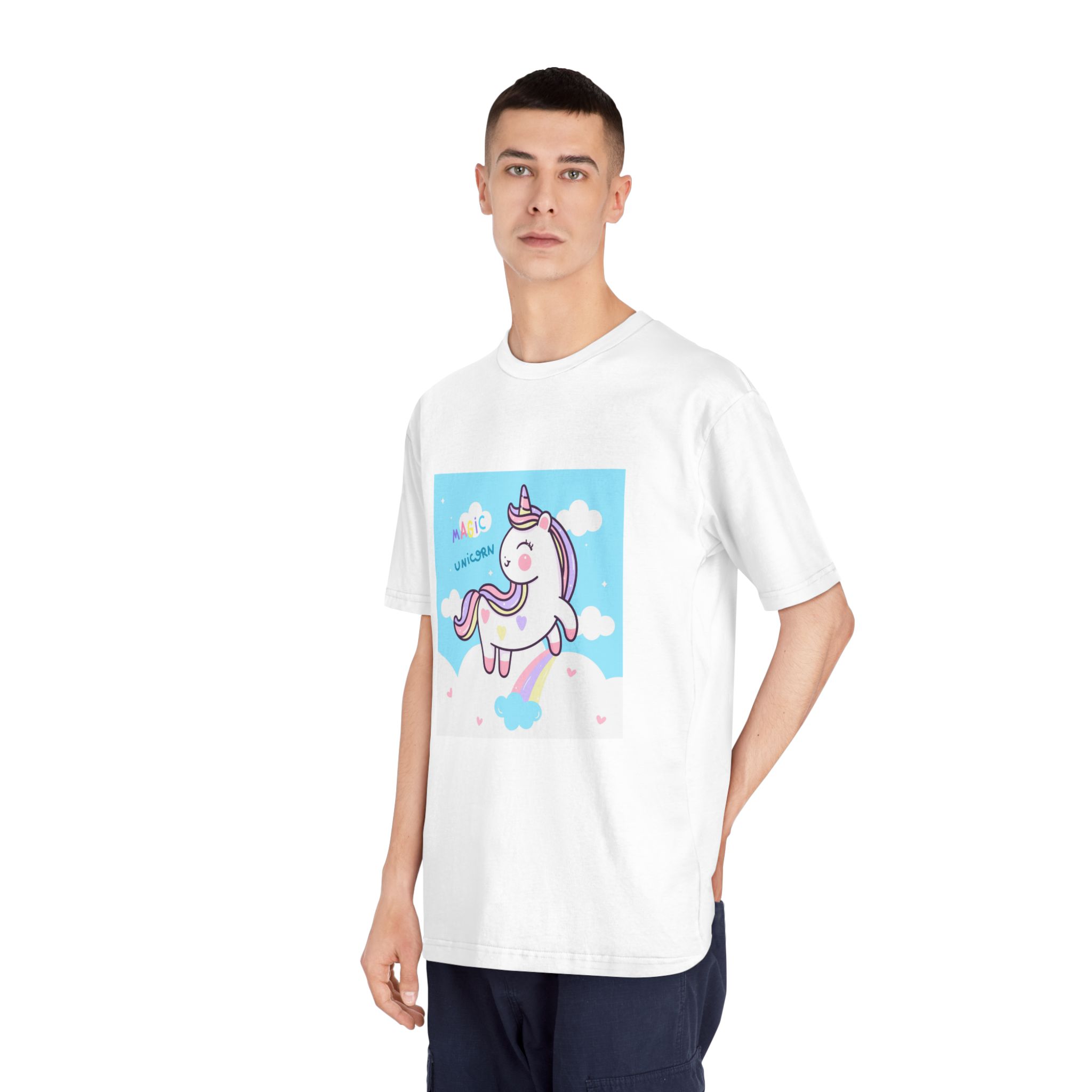 Unicorn Fly With Rainbow Kawaii Animal Unisex Classic Crewneck T Shirt - Image 4