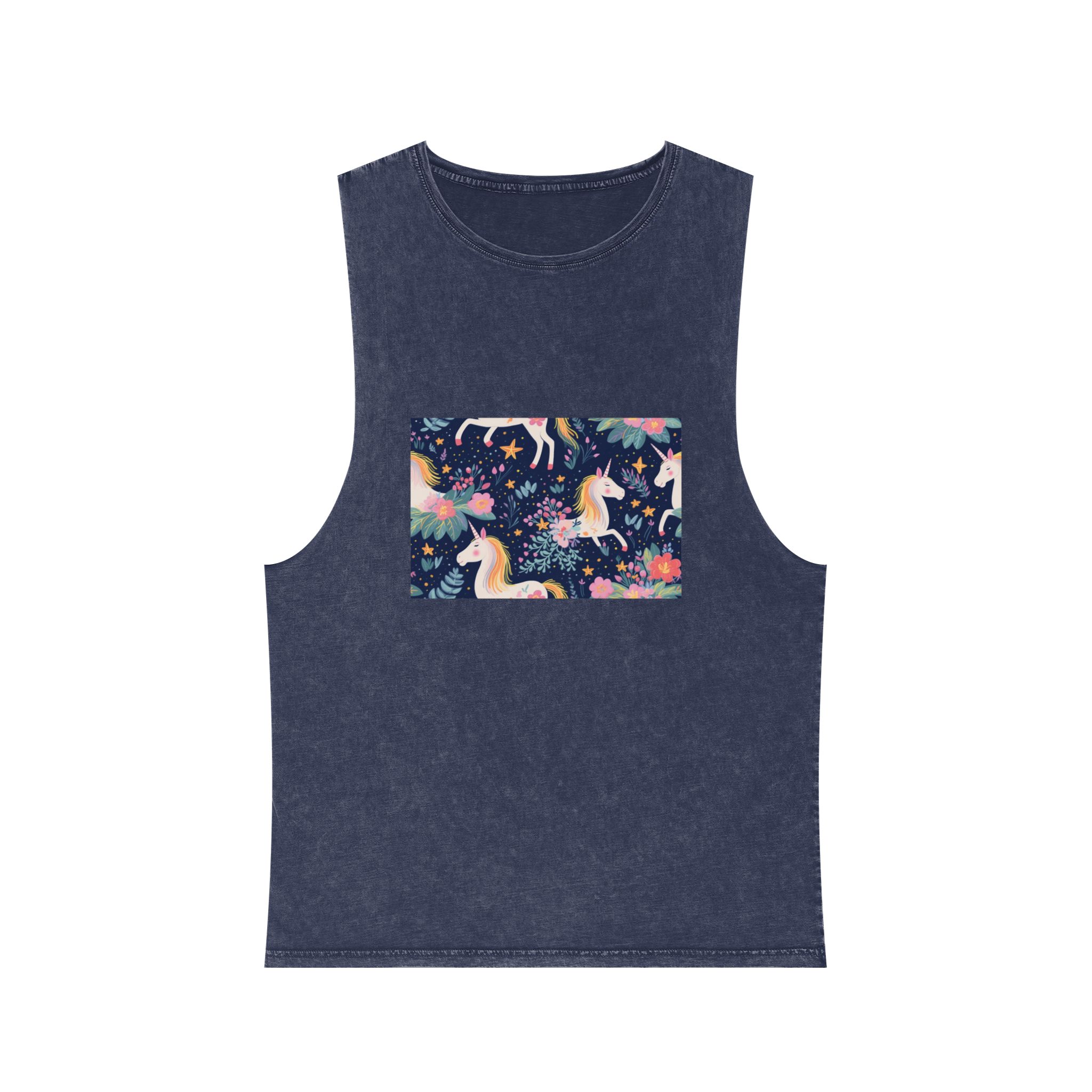 Close Up Pattern Unicorns Flowers Generative Ai Unisex Stonewash Tank Top - Image 13