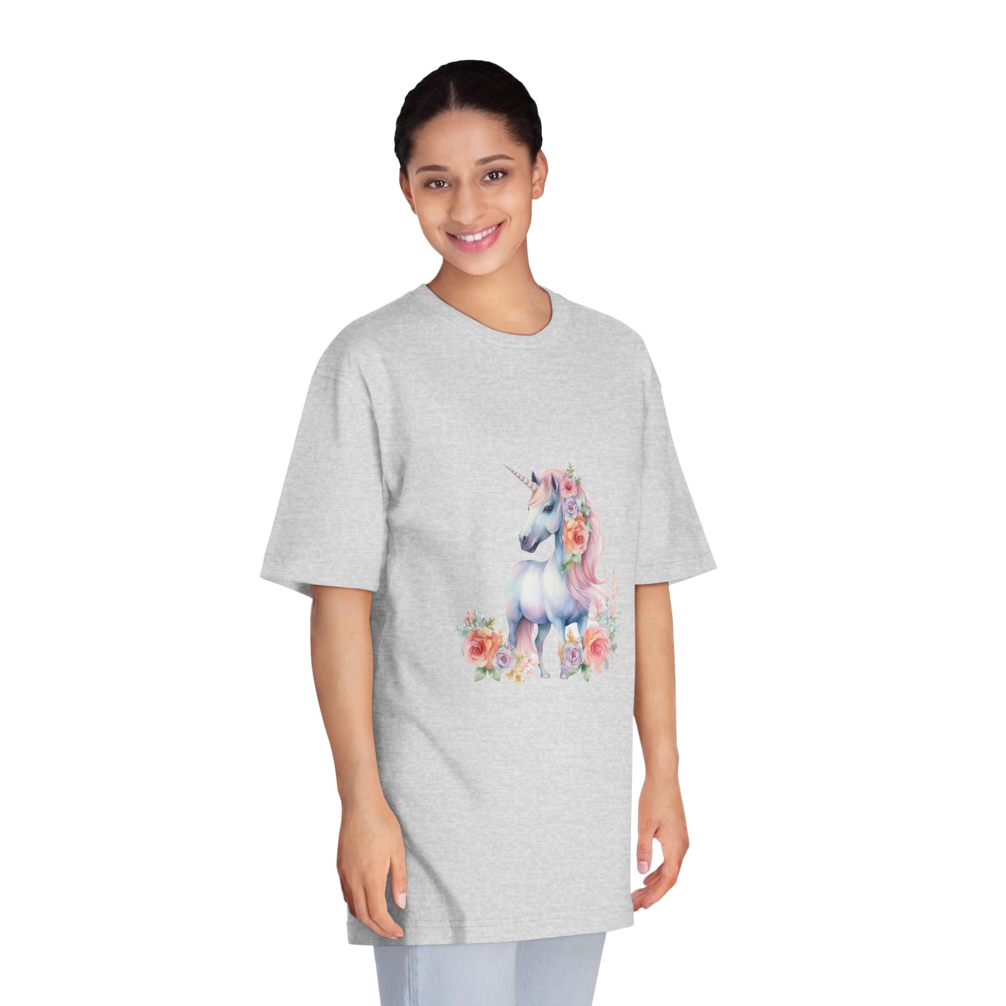 There Is Unicorn With Long Mane Flowers It Generative Ai Unisex Classic Crewneck T Shirt - Image 15