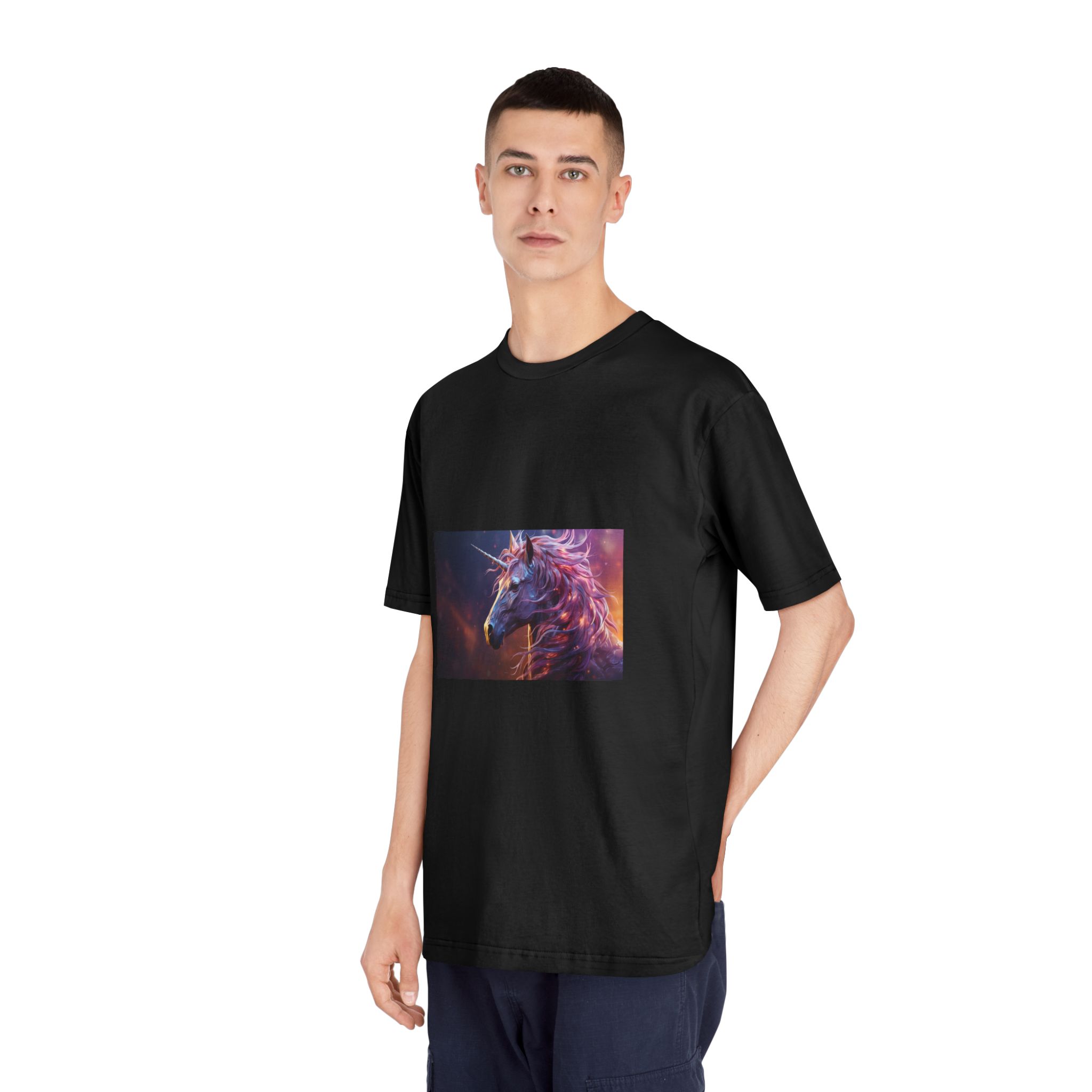 Pink 3d Mythical Unicorn With Lights Mane (1) Unisex Classic Crewneck T Shirt - Image 8