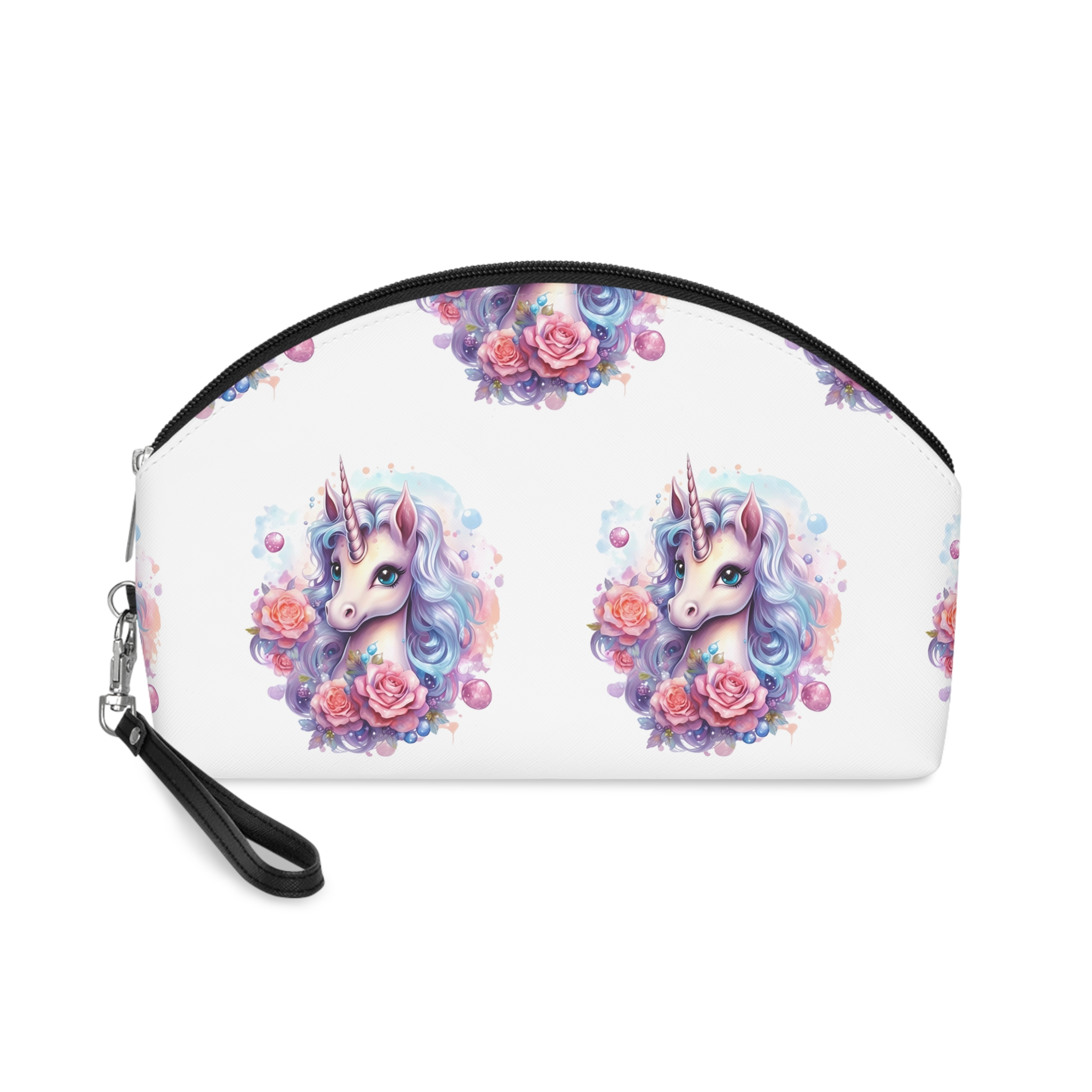 Cute Colorful Magic Unicorn With Flowers Watercolor Style (8) Copy Makeup Bag