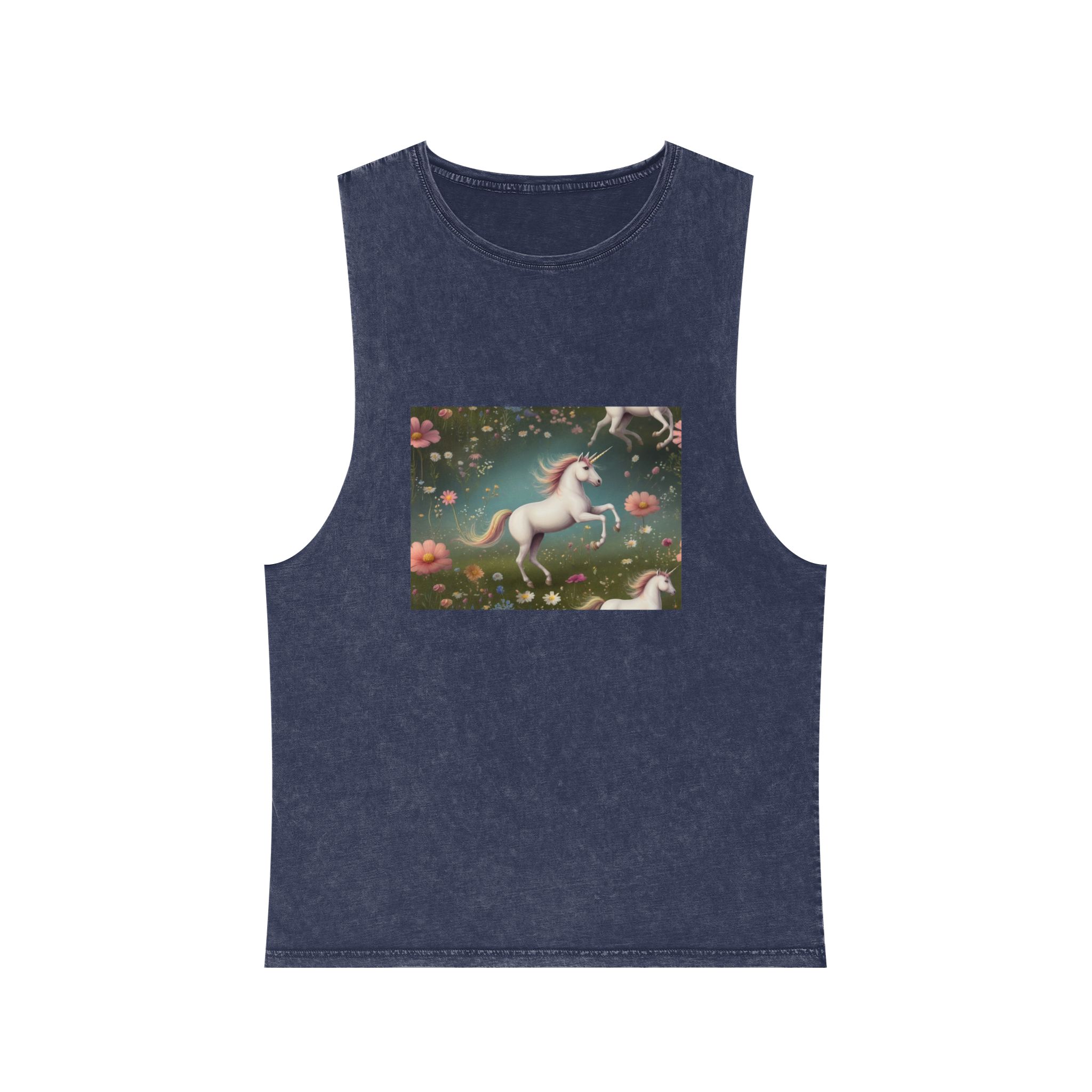 Beautiful Unicorn Running Magical Meadow Unicorn Background Images Whimsical Unicorn (42) Unisex Stonewash Tank Top - Image 13