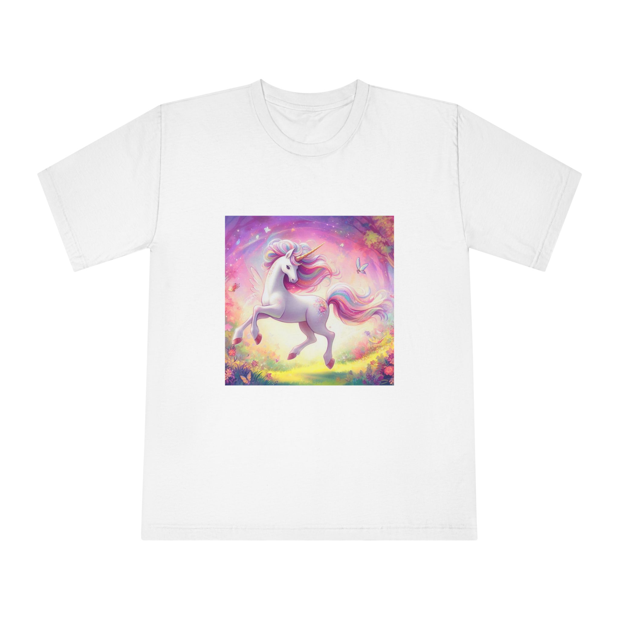 Beautiful Unicorn Running Magical Meadow Unicorn Background Images Whimsical Unicorn (2) Unisex Classic Crewneck T Shirt