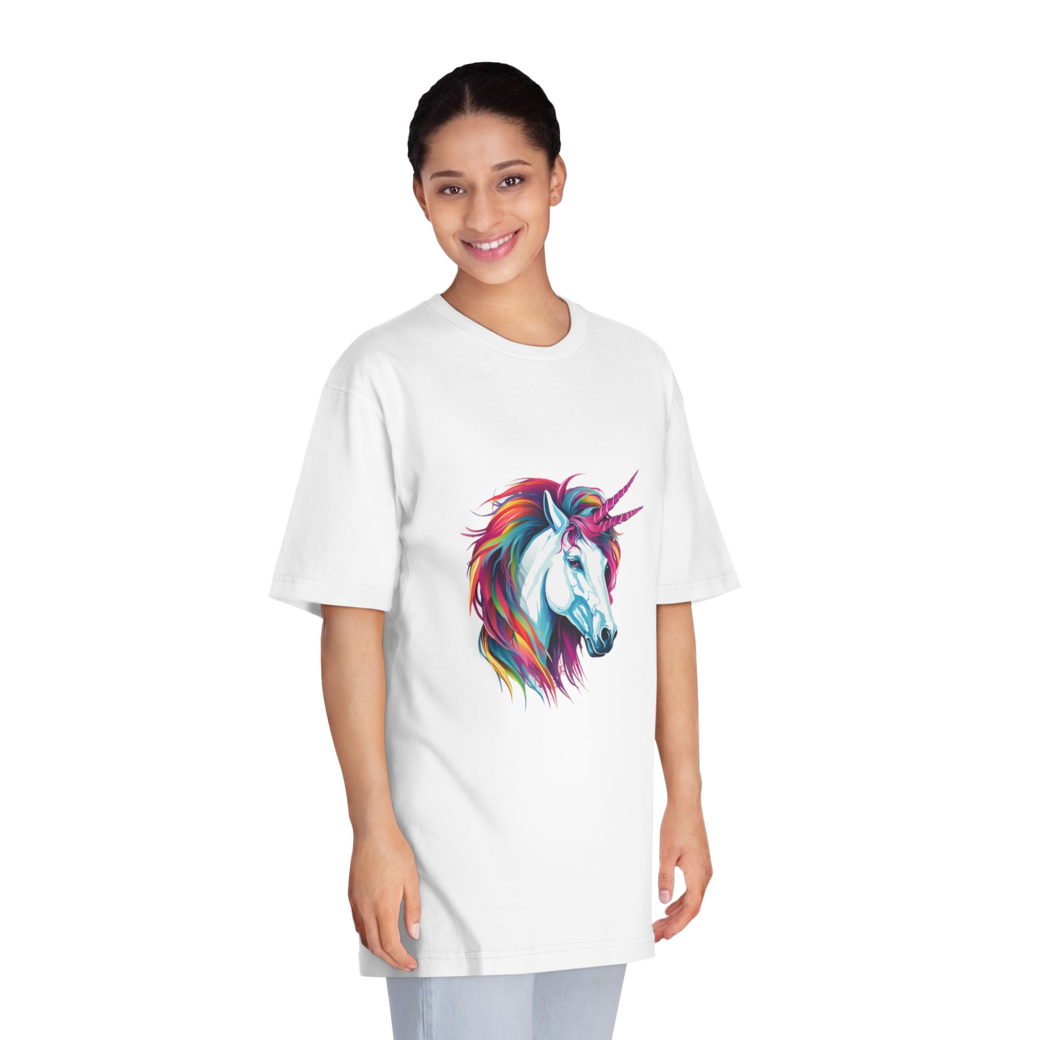 Close Up Unicorns Head With Colorful Mane Generative Ai Copy Unisex Classic Crewneck T Shirt - Image 3