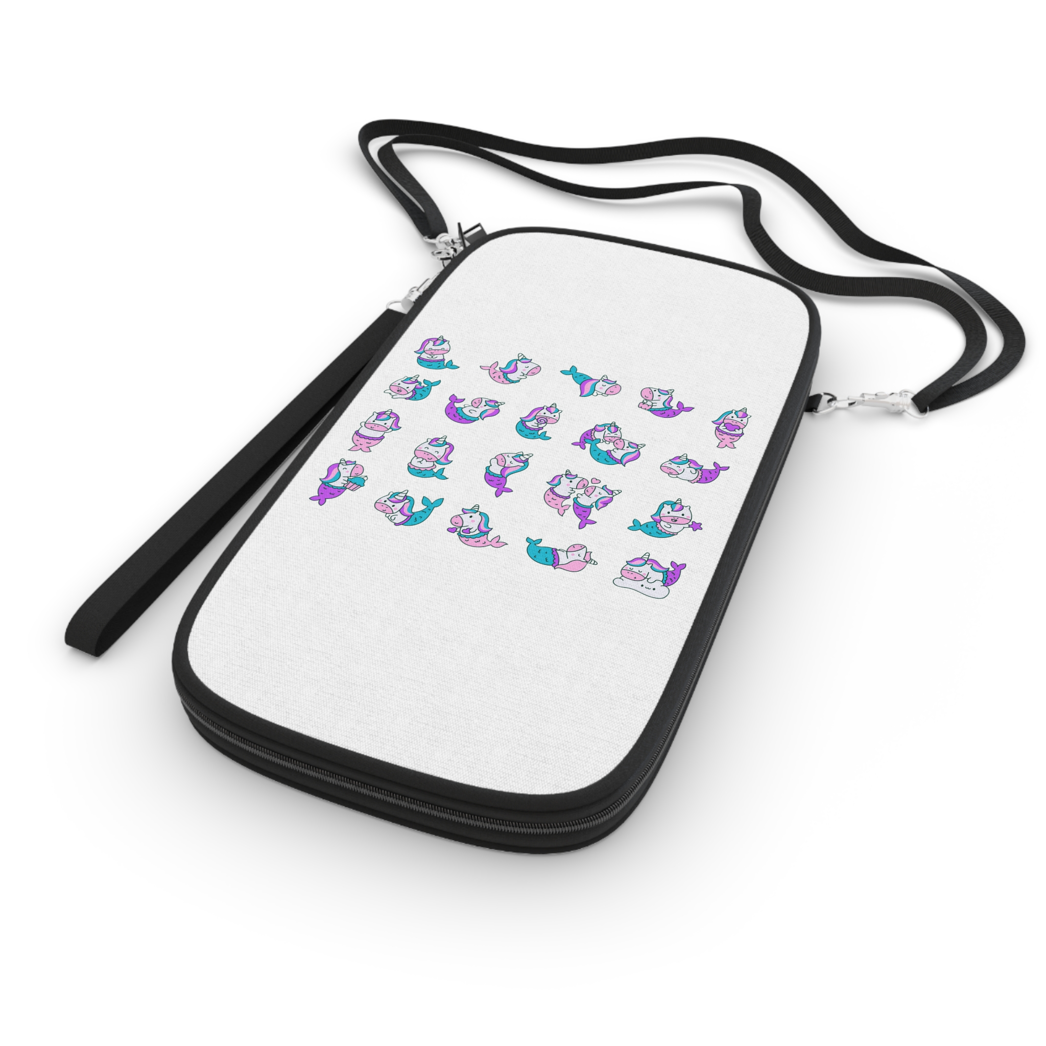 Cute Kawaii Unicorn Mermaid Fantasy Cartoon Characters Hand Drawn Style Passport Wallet - Image 3