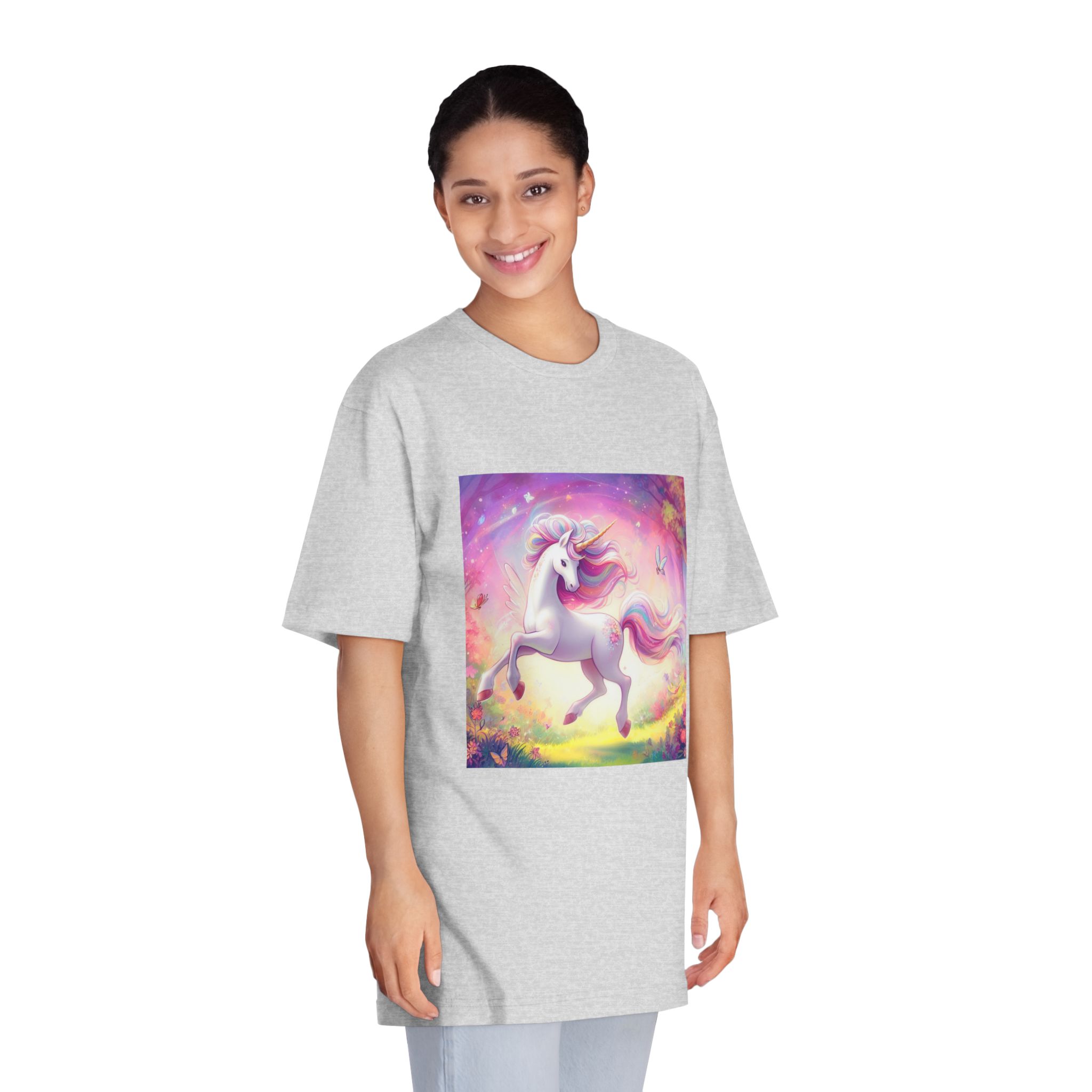Beautiful Unicorn Running Magical Meadow Unicorn Background Images Whimsical Unicorn (44) Unisex Classic Crewneck T Shirt - Image 15