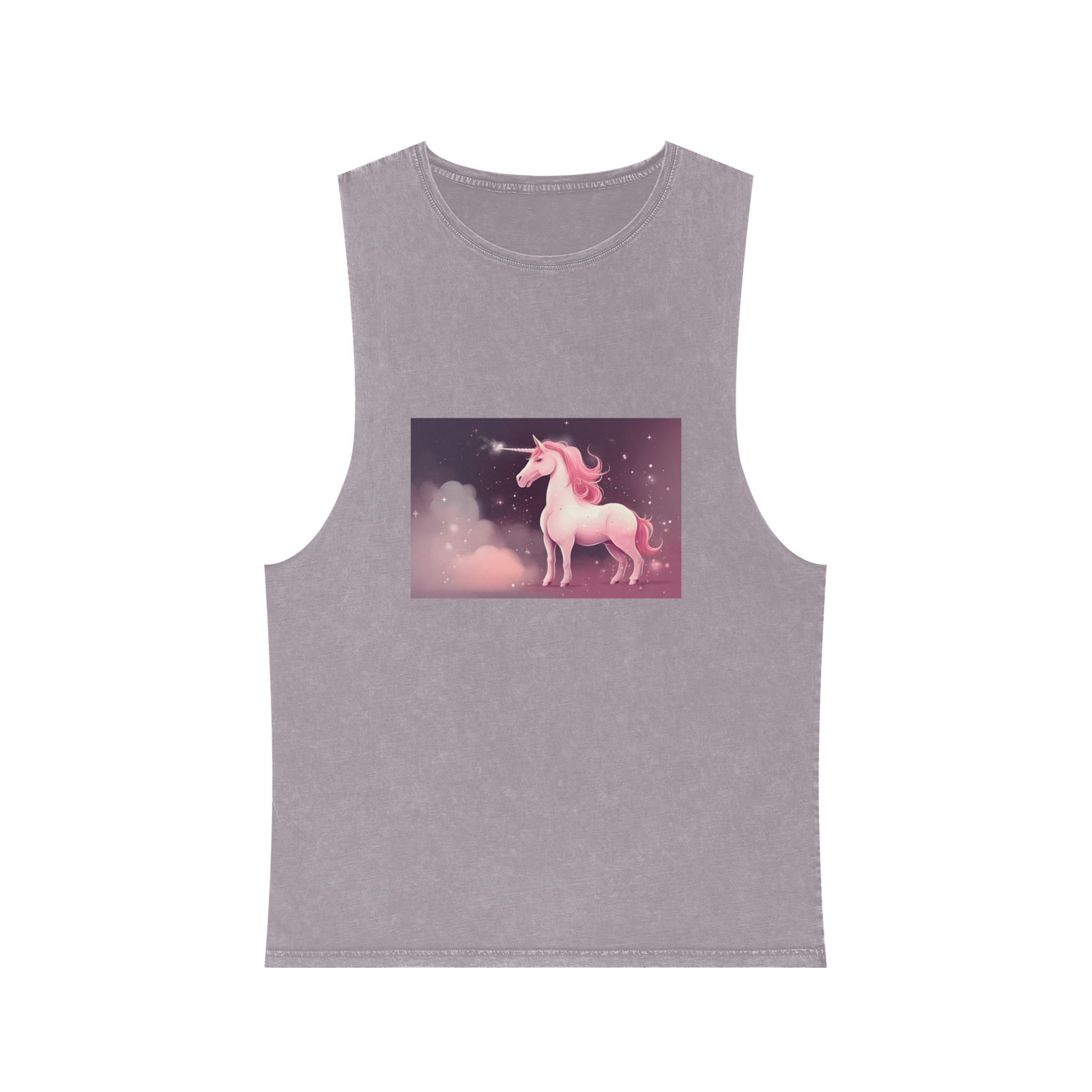 Pink Unicorn Fantastic Illustration Unisex Stonewash Tank Top - Image 17
