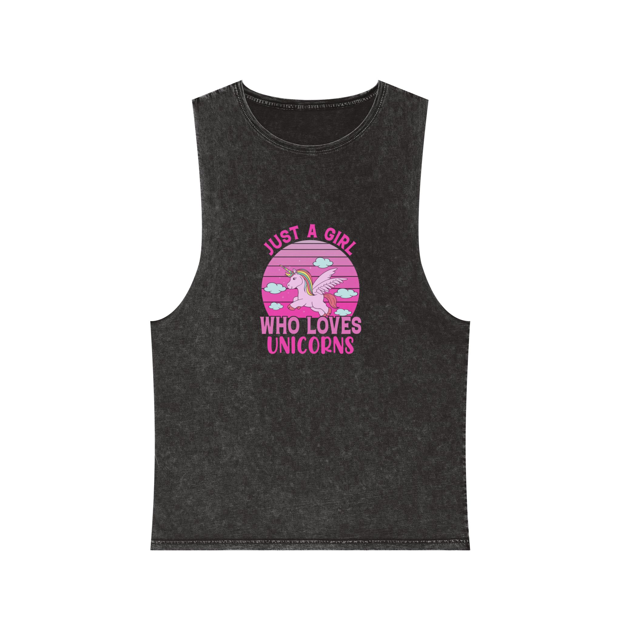 Just A Girl Who Loves Unicorns Unisex Stonewash Tank Top
