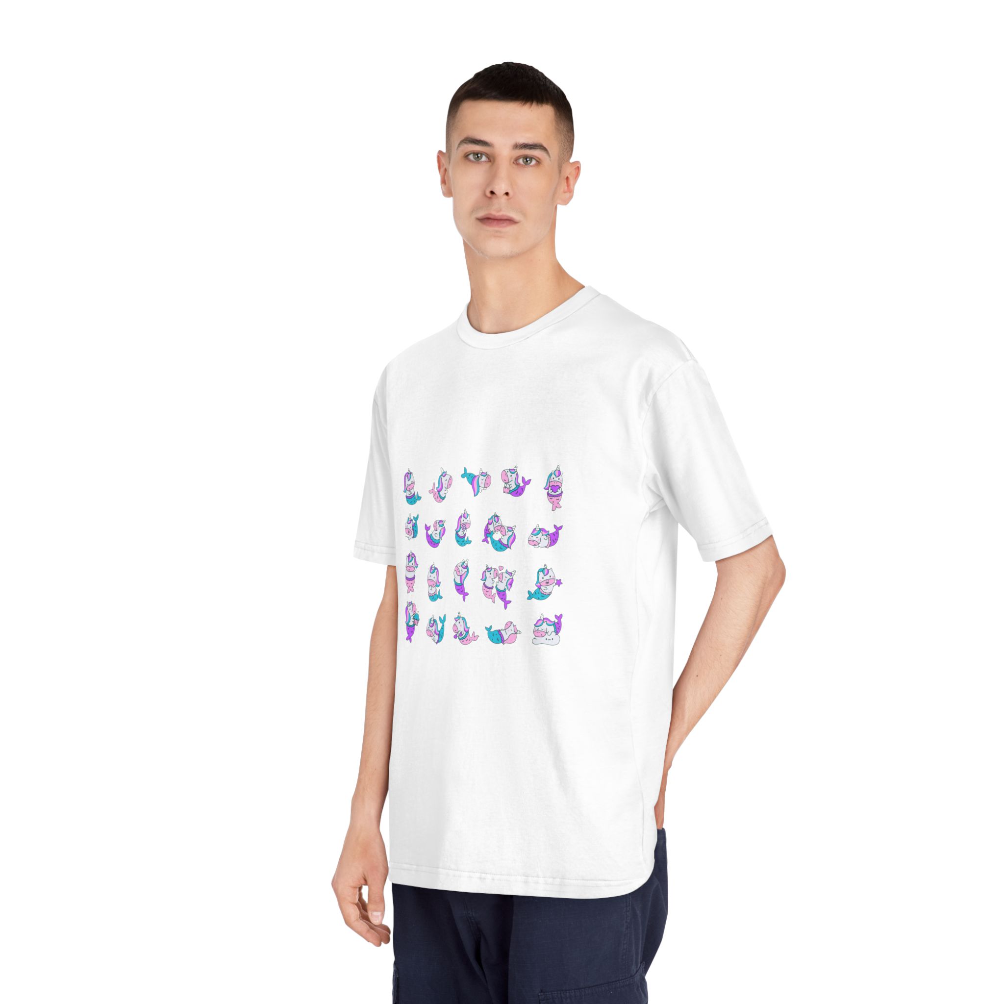 Cute Kawaii Unicorn Mermaid Fantasy Cartoon Characters Hand Drawn Style Unisex Classic Crewneck T Shirt - Image 4